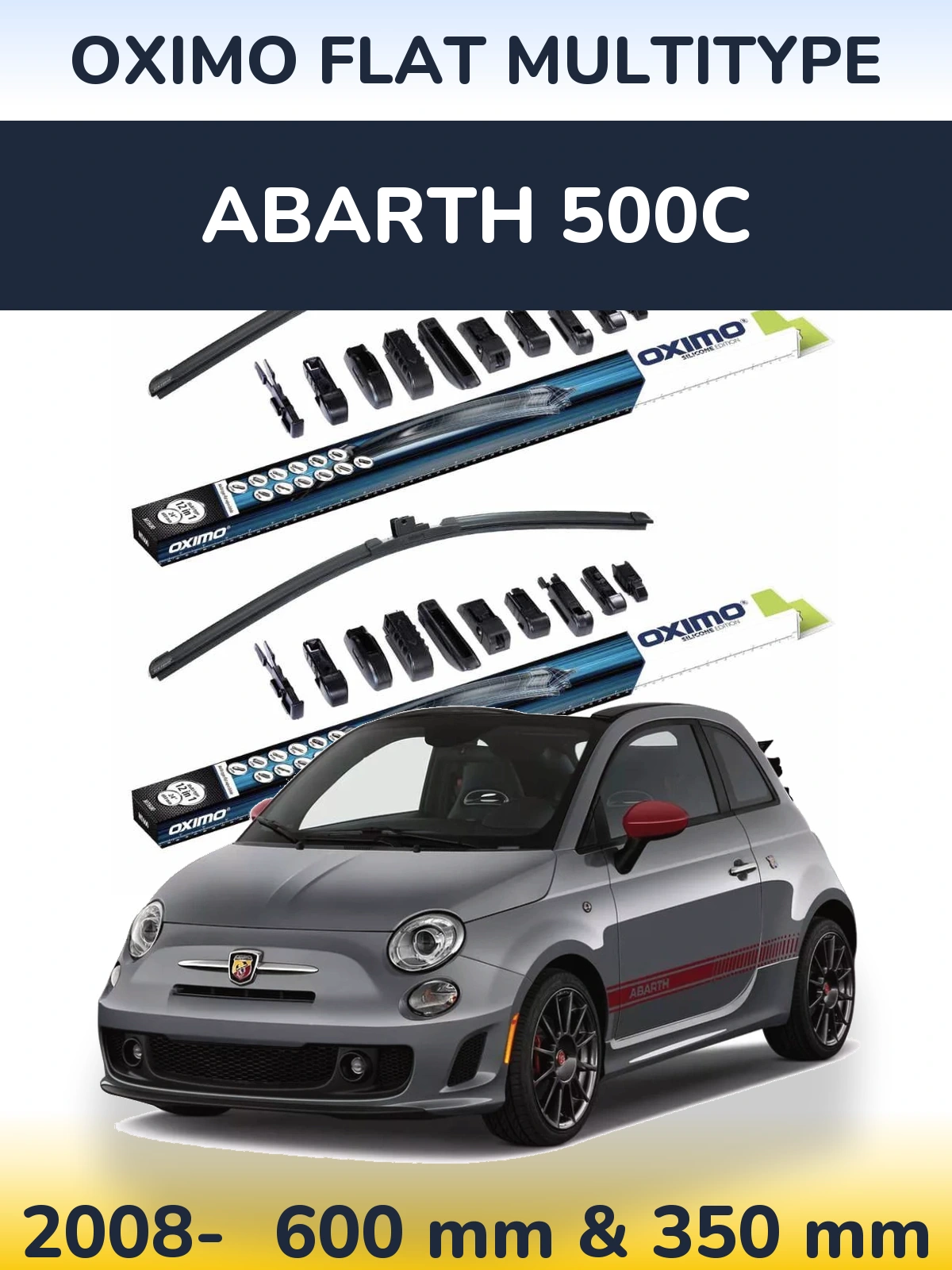 Комплект передніх щіток Oximo Flat MultiТипe 600 & 350 мм для Abarth 500C 2008-2026