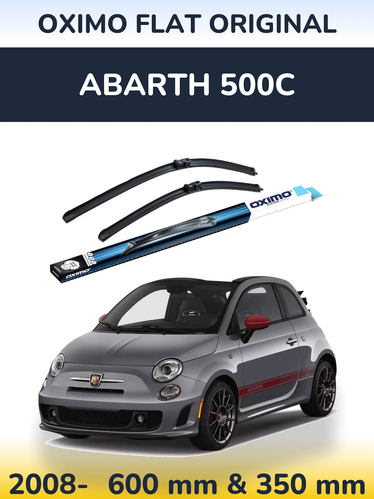Front wiper blade set Oximo Flat Original 600 & 350 mm for Abarth 500C 2008-2026