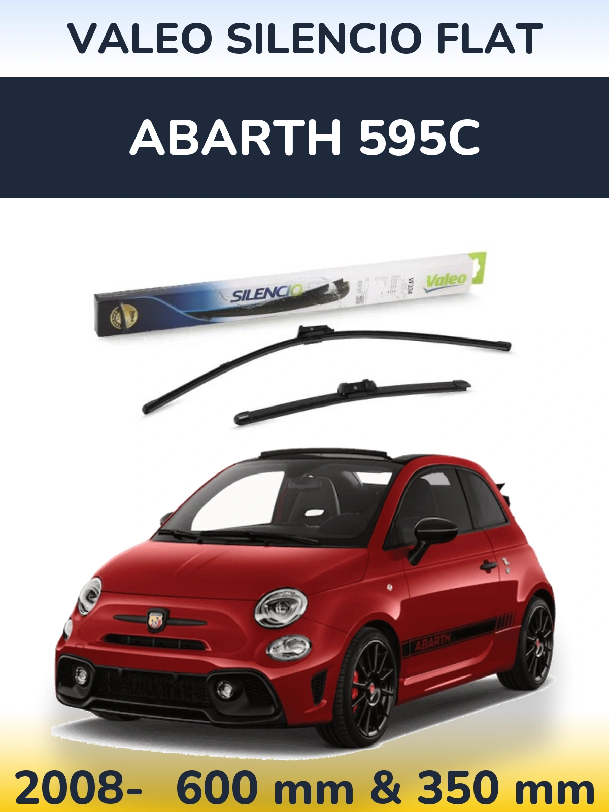 Комплект передніх щіток Valeo Silencio Flat 600 & 350 мм для Abarth 595C 2008-2026