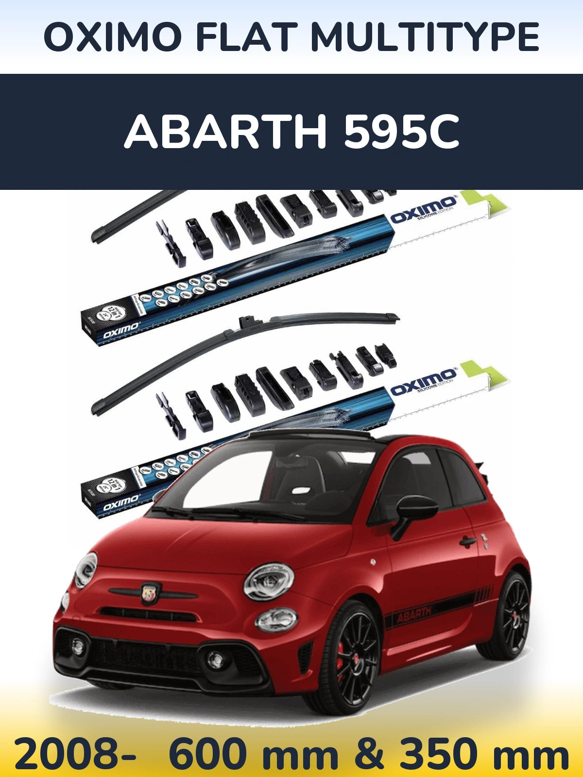 Front wiper blade set Oximo Flat MultiTipse 600 & 350 mm for Abarth 595C 2008-2026