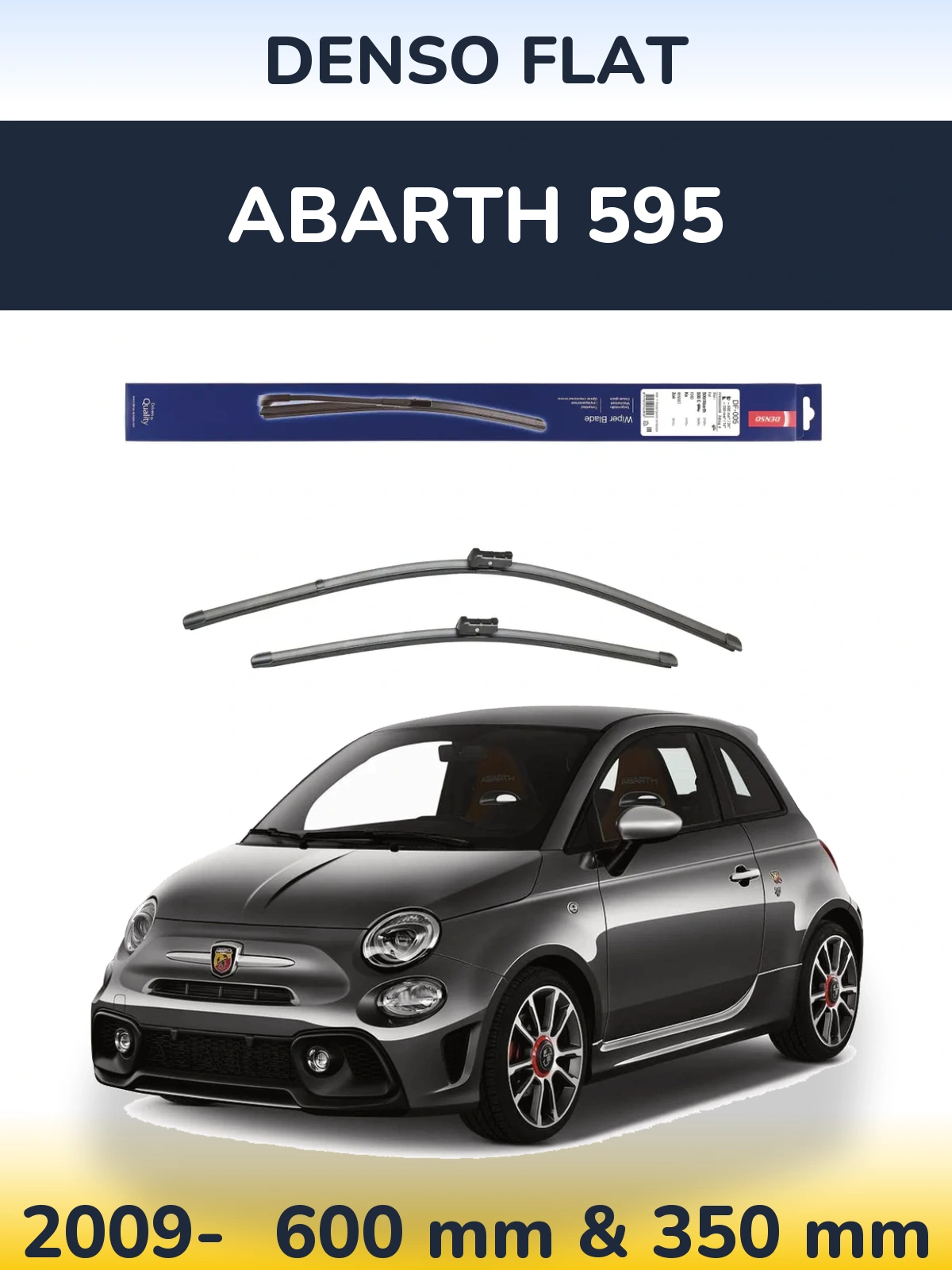 Front wiper blade set Denso Flat 600 & 350 mm for Abarth 595 2009-2026