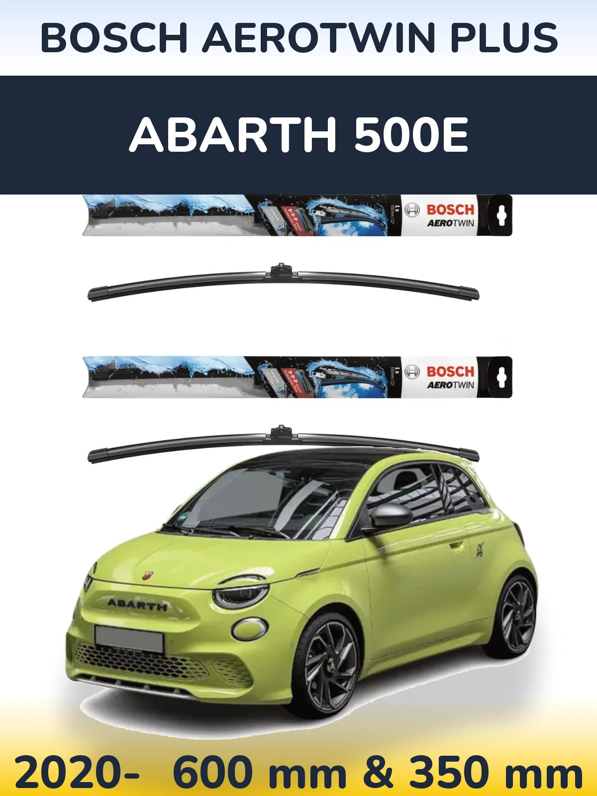 Комплект передніх щіток BOSCH AeroTwin Plus 600 & 350 мм для Abarth 500e 2020-2026