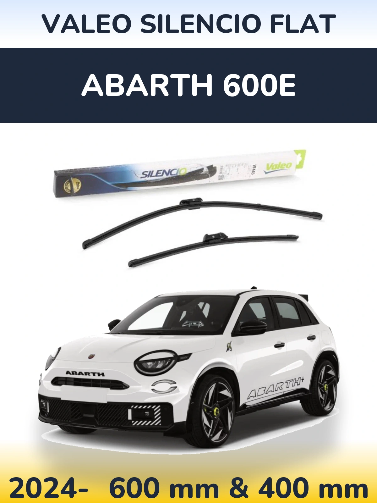 Front wiper blade set Valeo Silencio Flat 600 & 400 mm for Abarth 600e 2024-2026