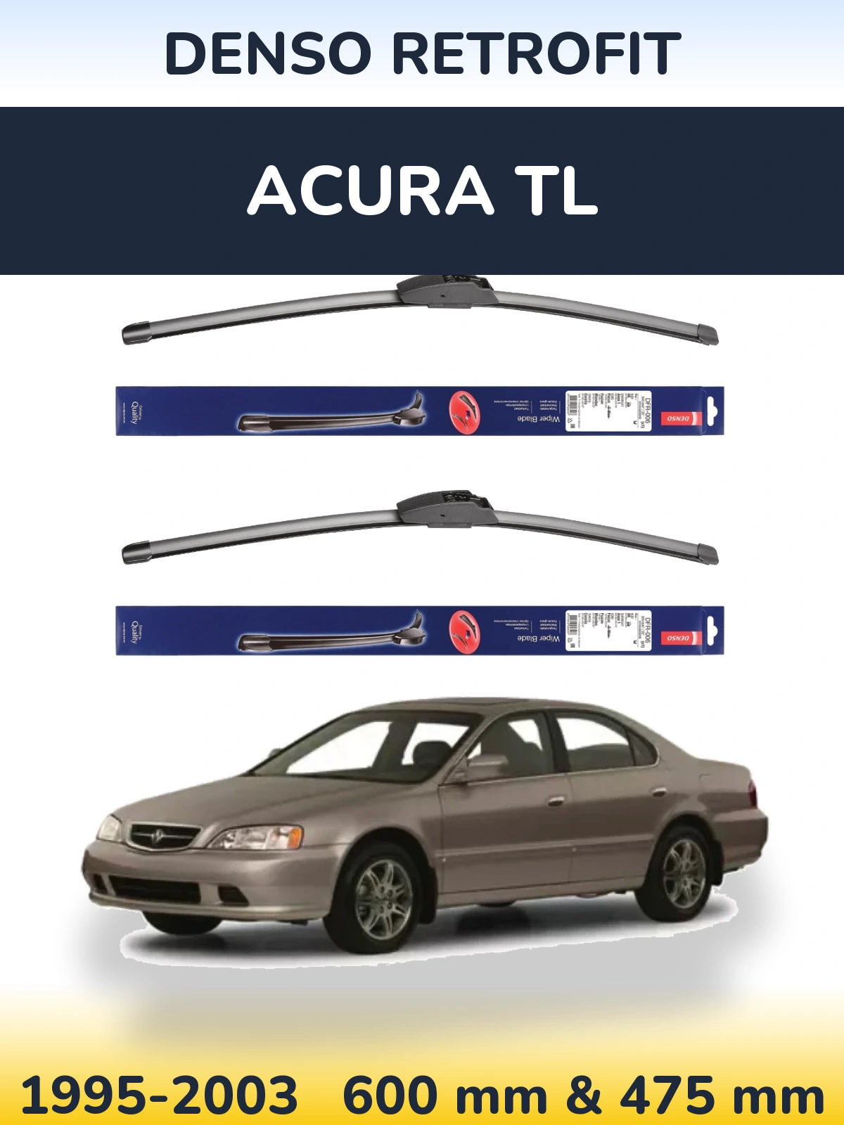 Комплект передних дворников Denso Retrofit 600 & 475 мм для Acura TL 1995-2003