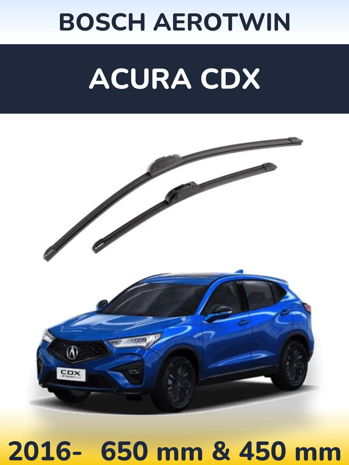 Комплект передних дворников BOSCH AeroTwin 650 & 450 мм для Acura CDX 2016-2026