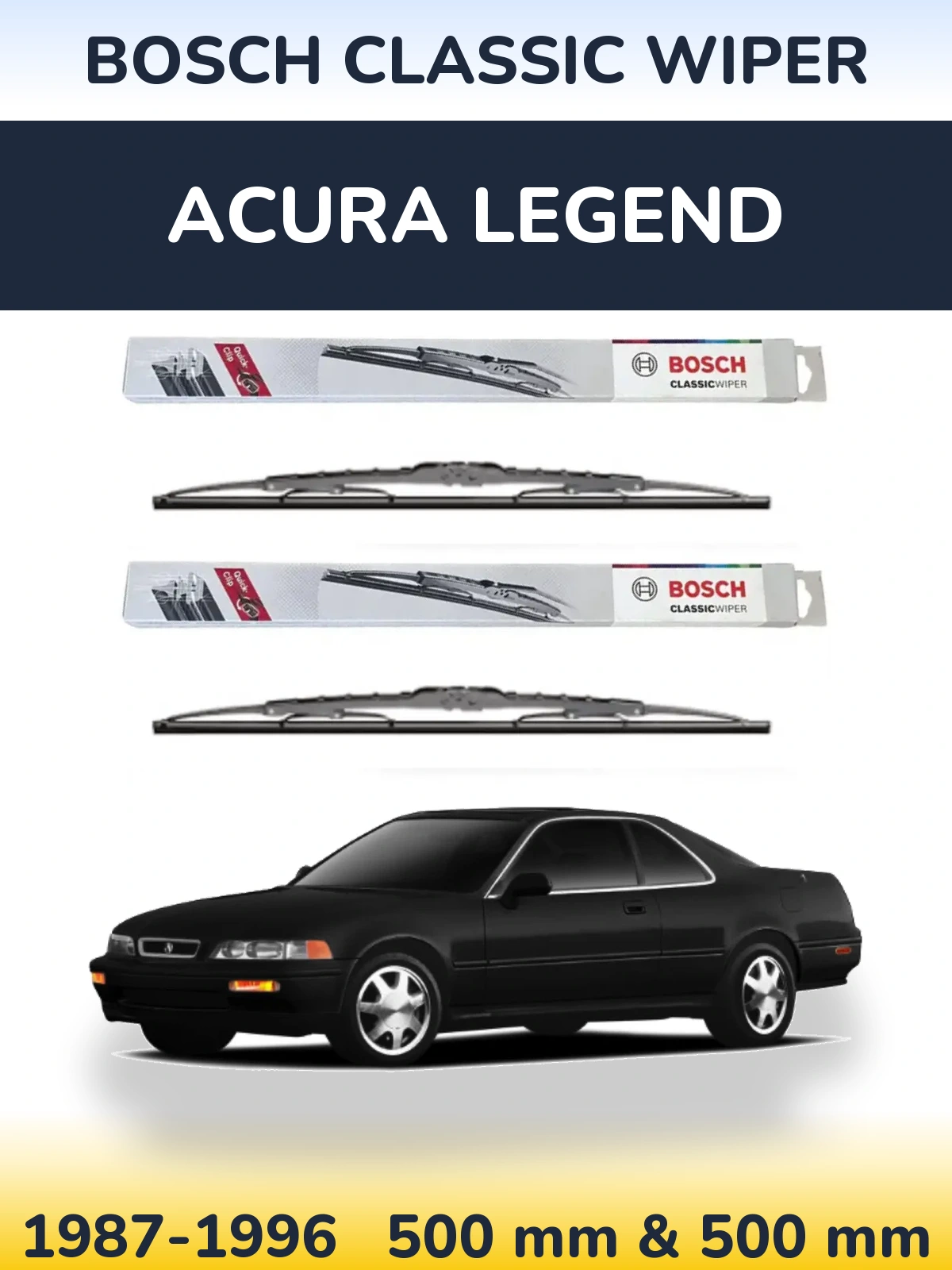 Комплект передних дворников BOSCH Classic Wiper 500 & 500 мм для Acura Legend 1987-1996