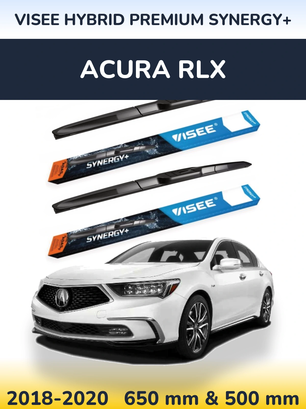 Комплект передних дворников VISEE HYBRID PREMIUM SYNERGY+ 650 & 500 мм для Acura RLX 2018-2020