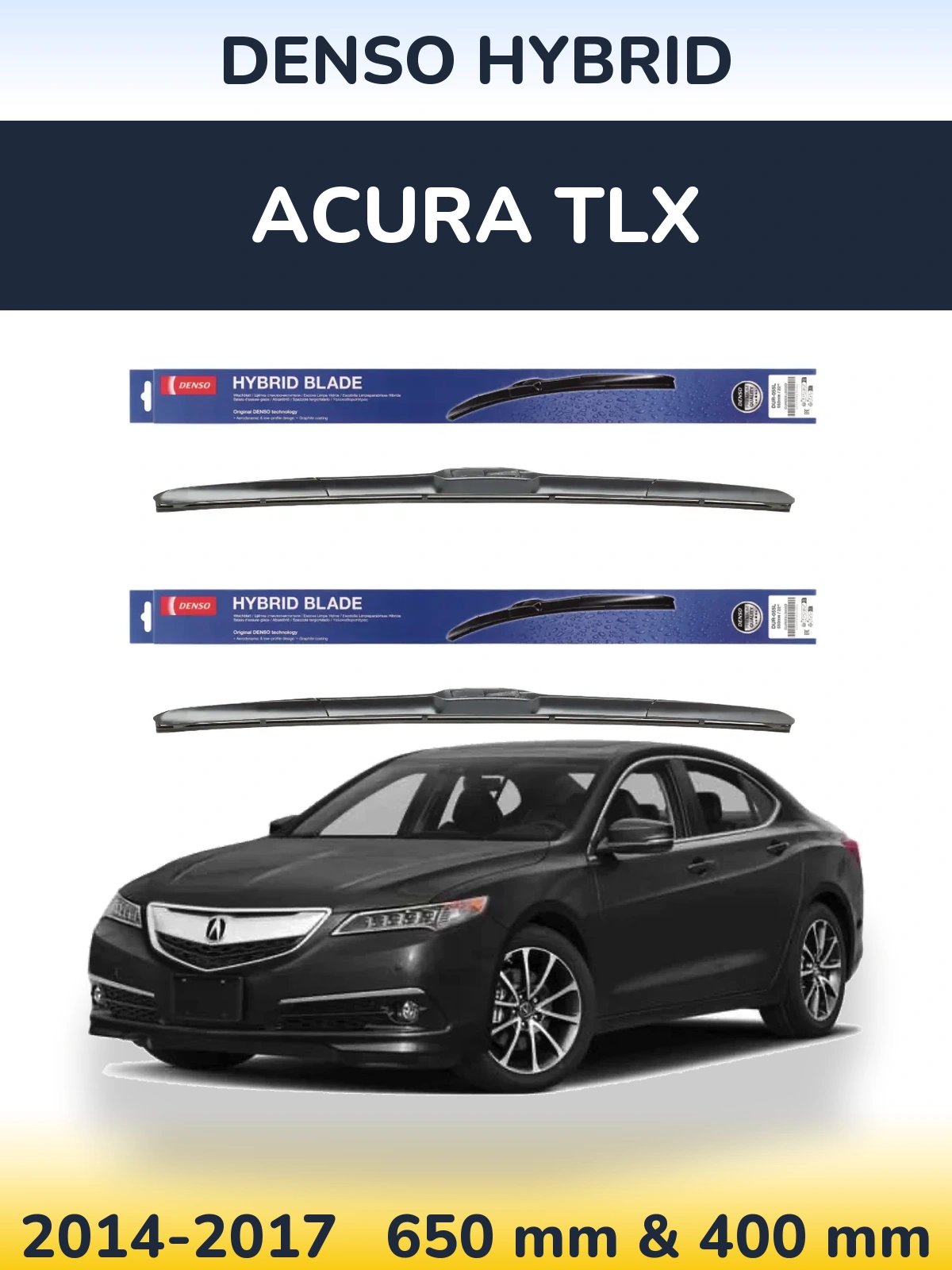 Комплект передних дворников Denso Hybrid 650 & 400 мм для Acura TLX 2014-2017
