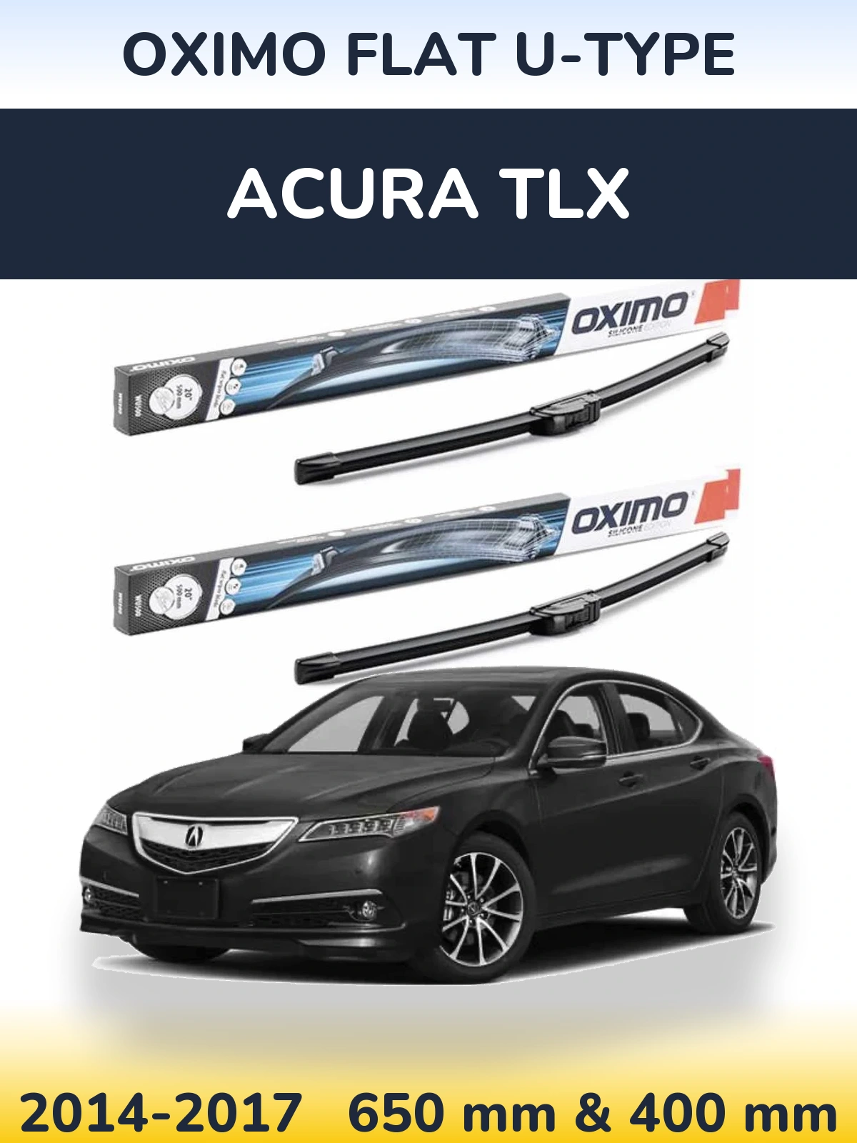 Комплект передних дворников Oximo Flat U-type 650 & 400 мм для Acura TLX 2014-2017
