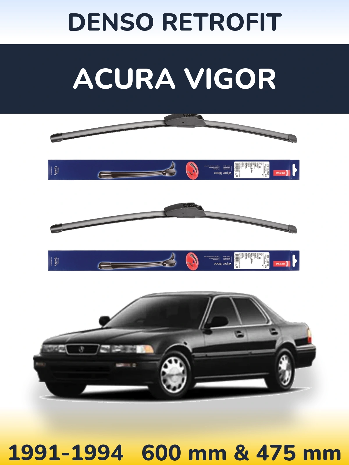 Комплект передних дворников Denso Retrofit 600 & 475 мм для Acura Vigor 1991-1994