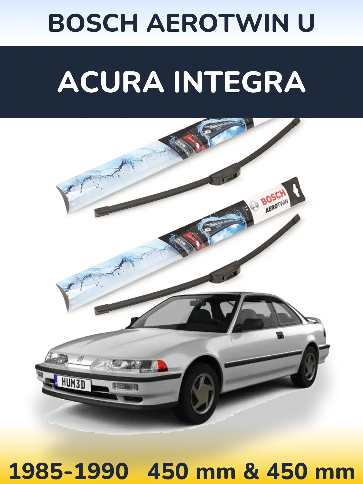 Комплект передніх щіток BOSCH AeroTwin U 450 & 450 мм для Acura Integra 1985-1990