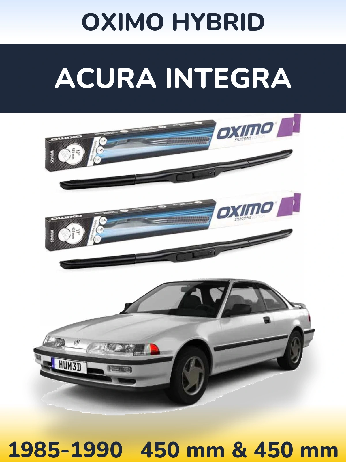 Комплект передніх щіток Oximo Hybrid 450 & 450 мм для Acura Integra 1985-1990