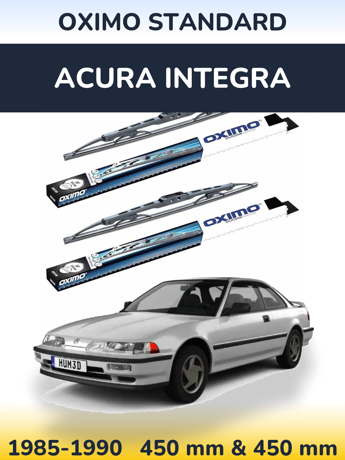 Front wiper blade set Oximo Standard 450 & 450 mm for Acura Integra 1985-1990