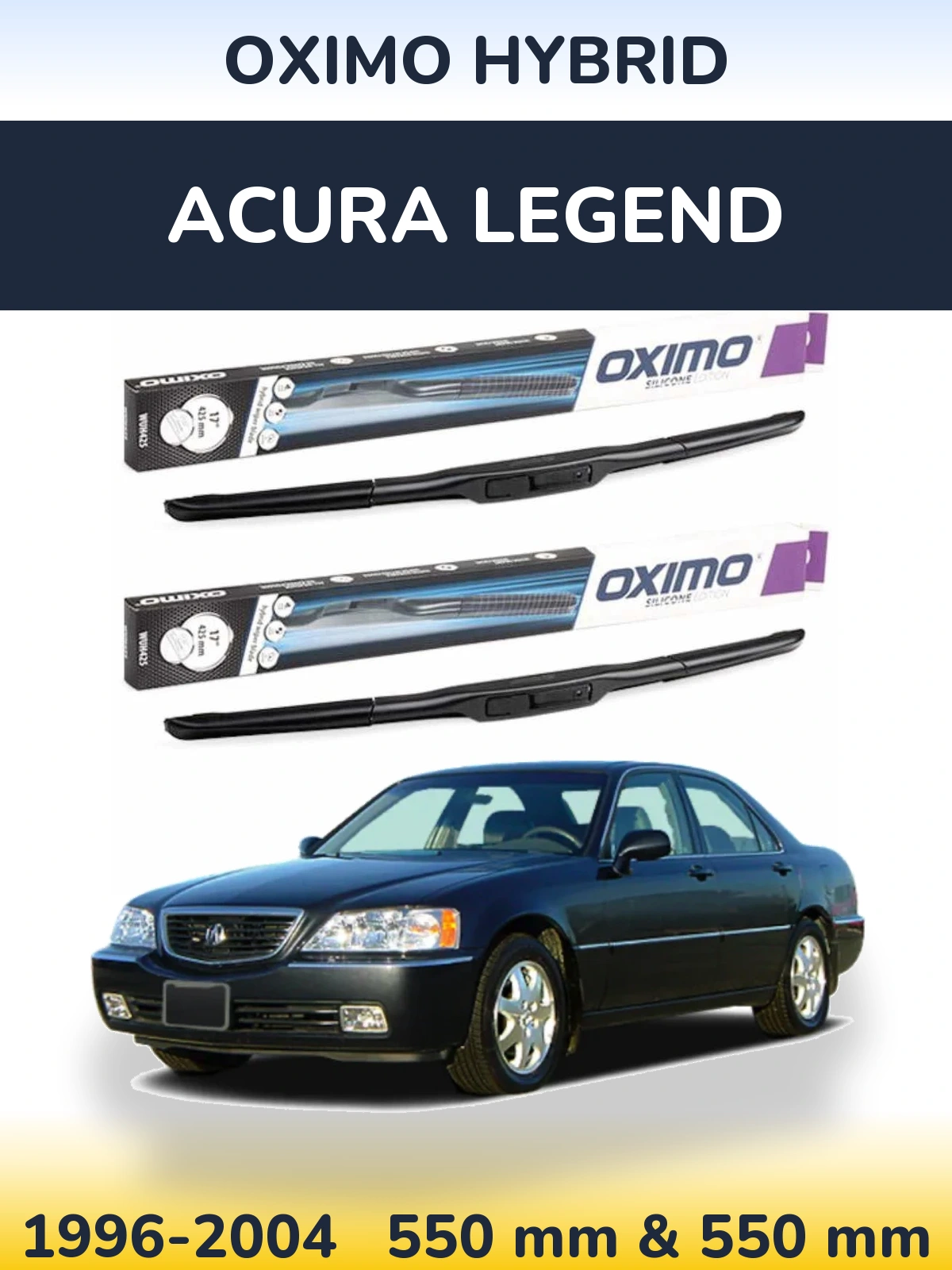 Комплект передних дворников Oximo Hybrid 550 & 550 мм для Acura Legend 1996-2004