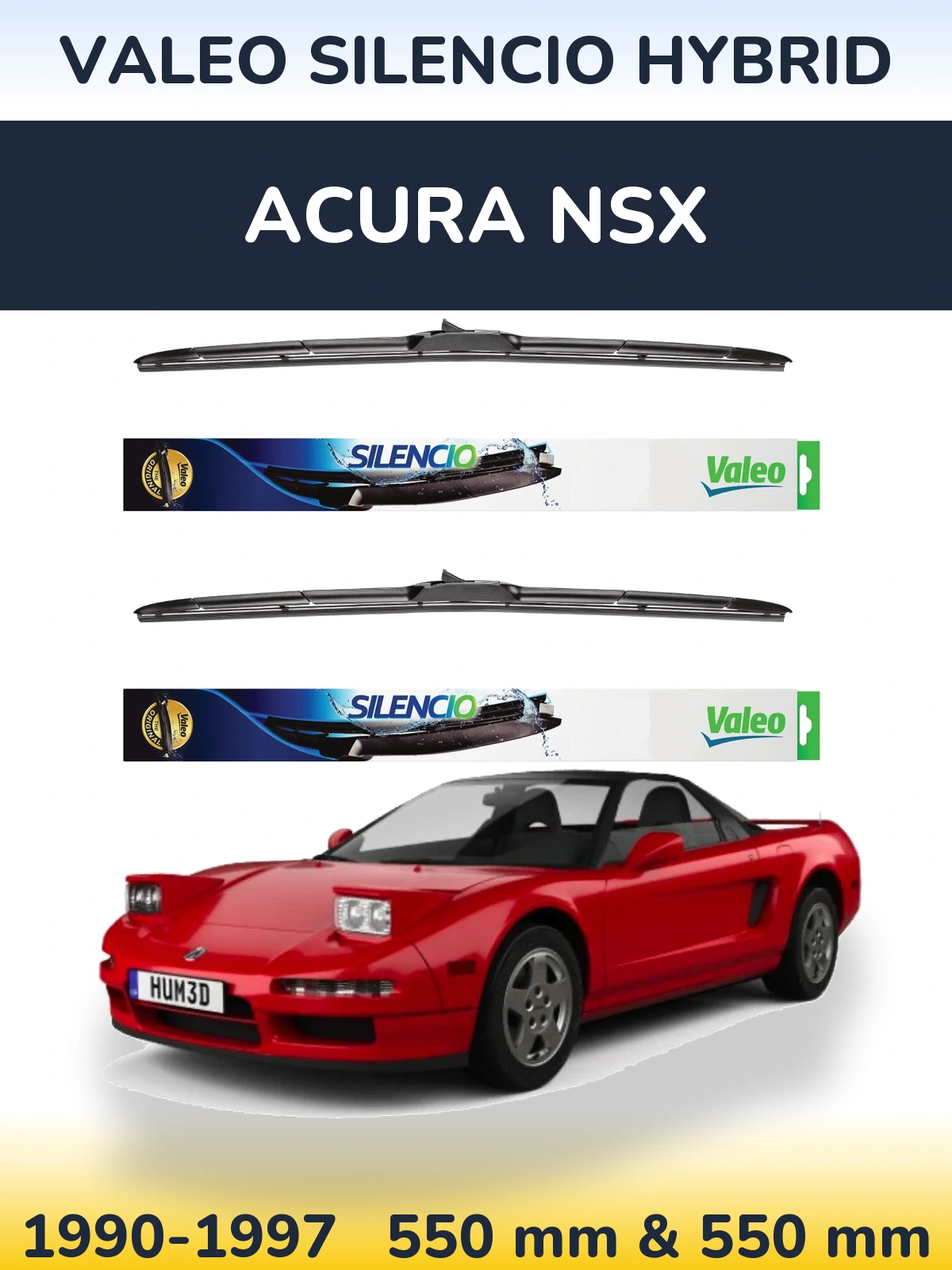 Комплект передних дворников Valeo Silencio Hybrid 550 & 550 мм для Acura NSX 1990-1997