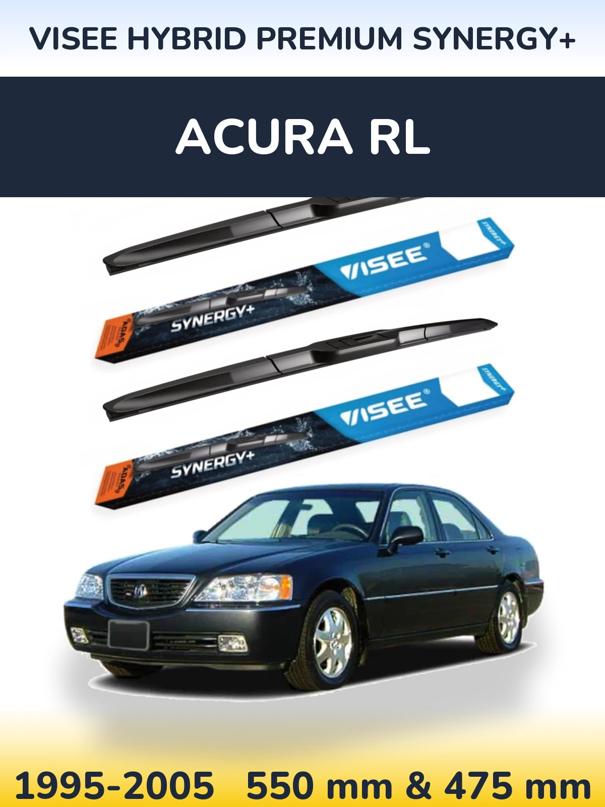 Комплект передних дворников VISEE HYBRID PREMIUM SYNERGY+ 550 & 475 мм для Acura RL 1995-2005