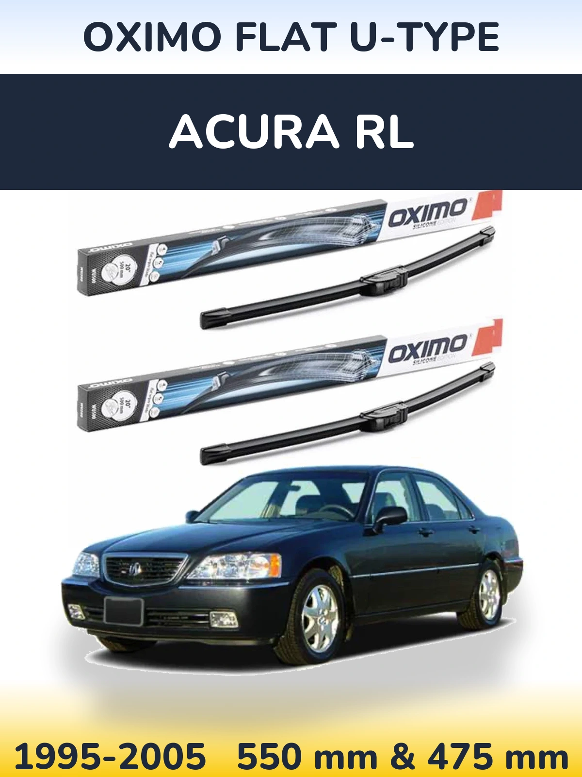 Комплект передніх щіток Oximo Flat U-type 550 & 475 мм для Acura RL 1995-2005