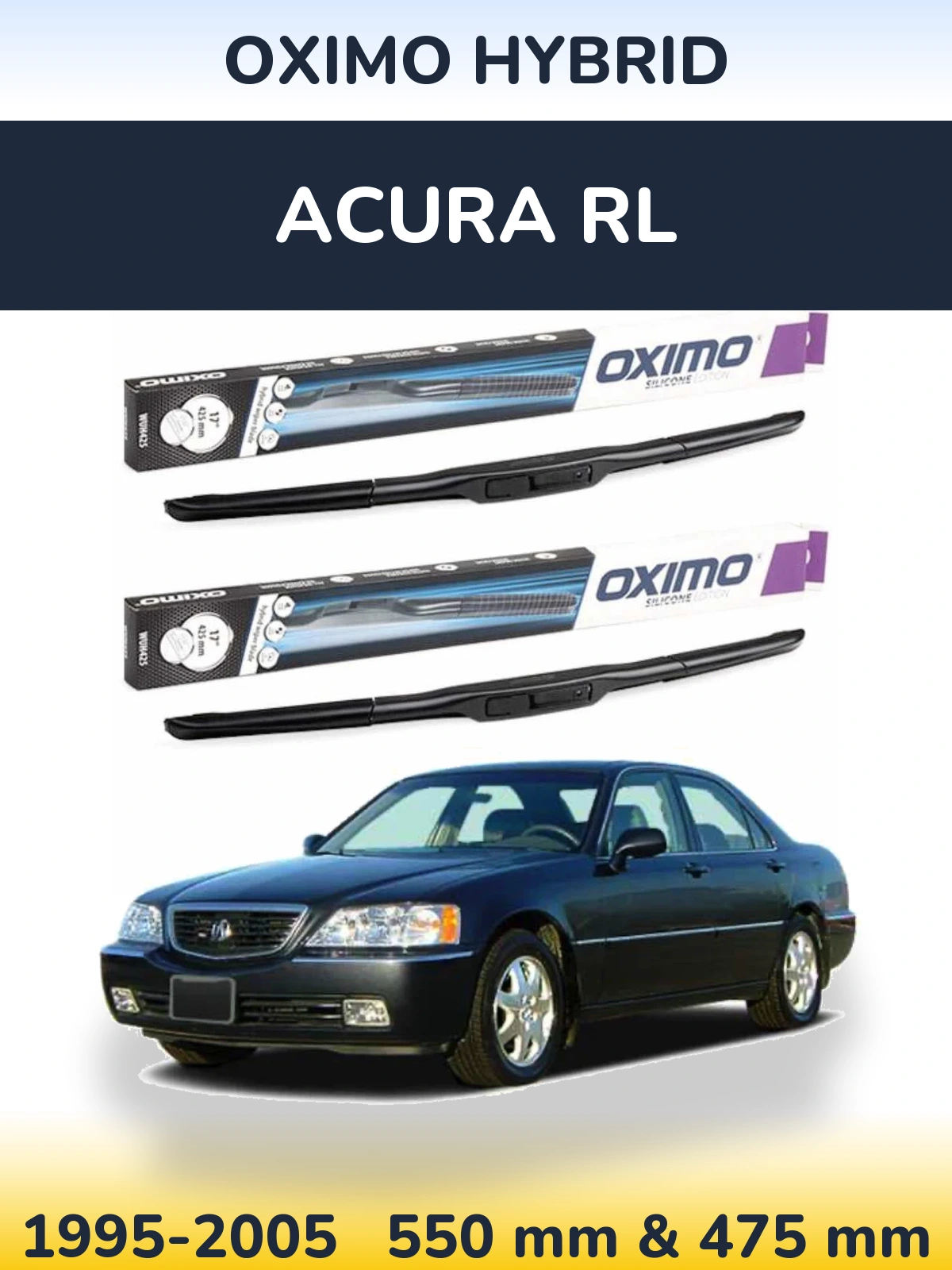 Комплект передніх щіток Oximo Hybrid 550 & 475 мм для Acura RL 1995-2005