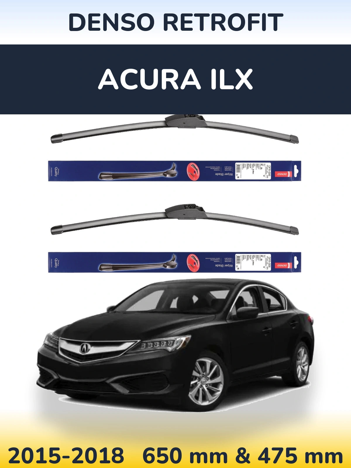 Комплект передніх щіток Denso Retrofit 650 & 475 мм для Acura ILX 2015-2018