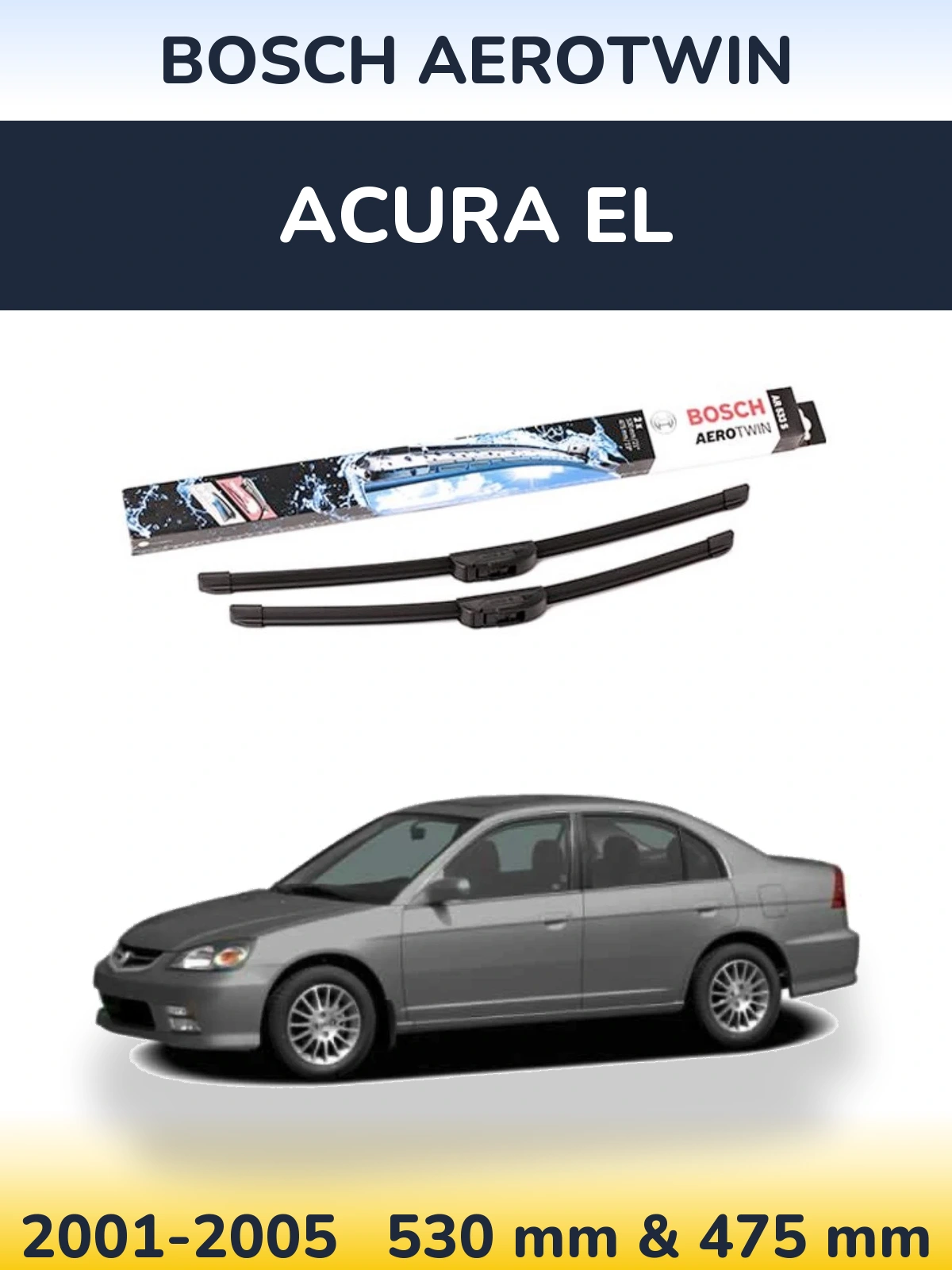 Комплект передних дворников BOSCH AeroTwin 530 & 475 мм для Acura EL 2001-2005