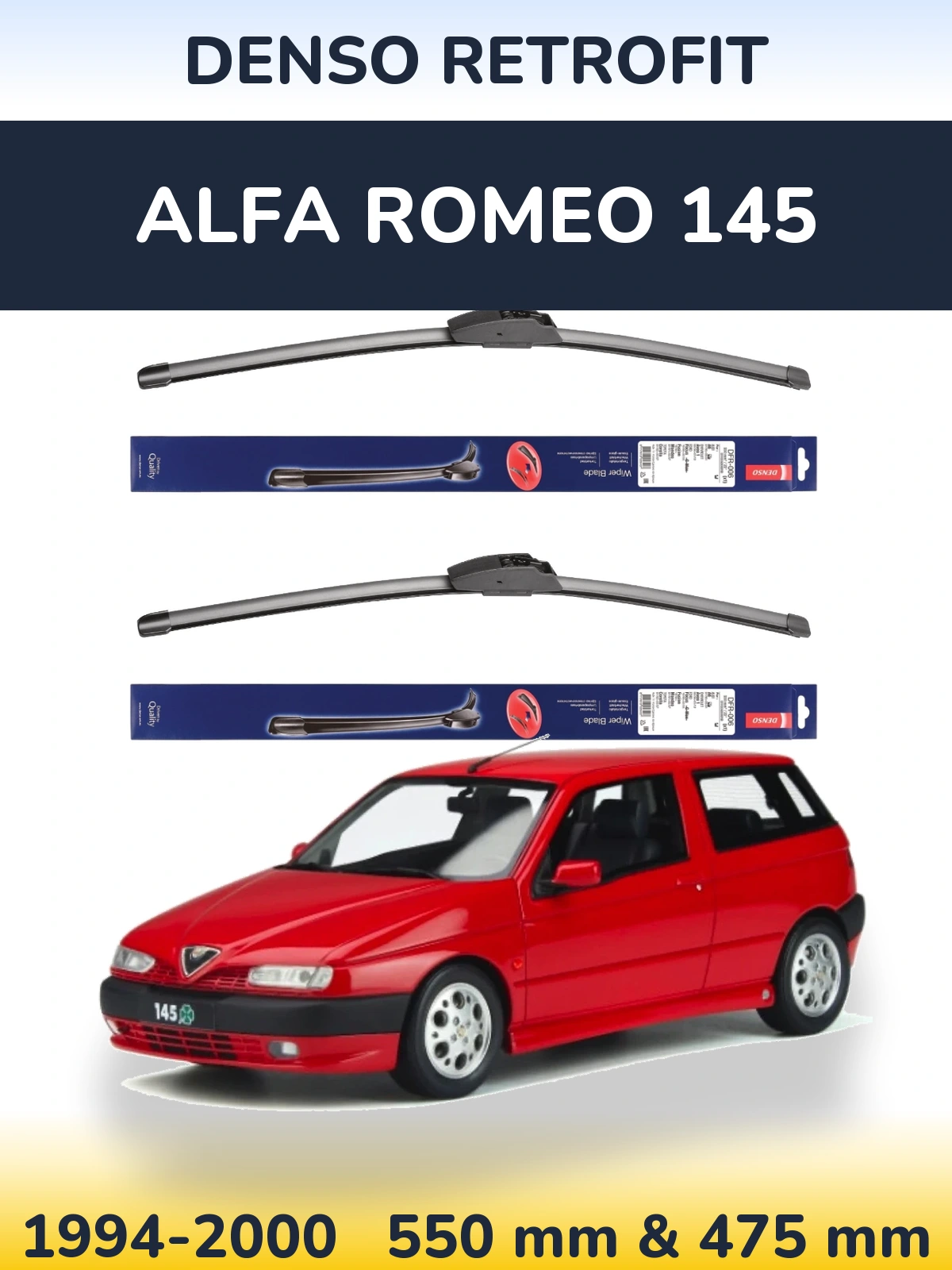 Комплект передних дворников Denso Retrofit 550 & 475 мм для Alfa Romeo 145 1994-2000