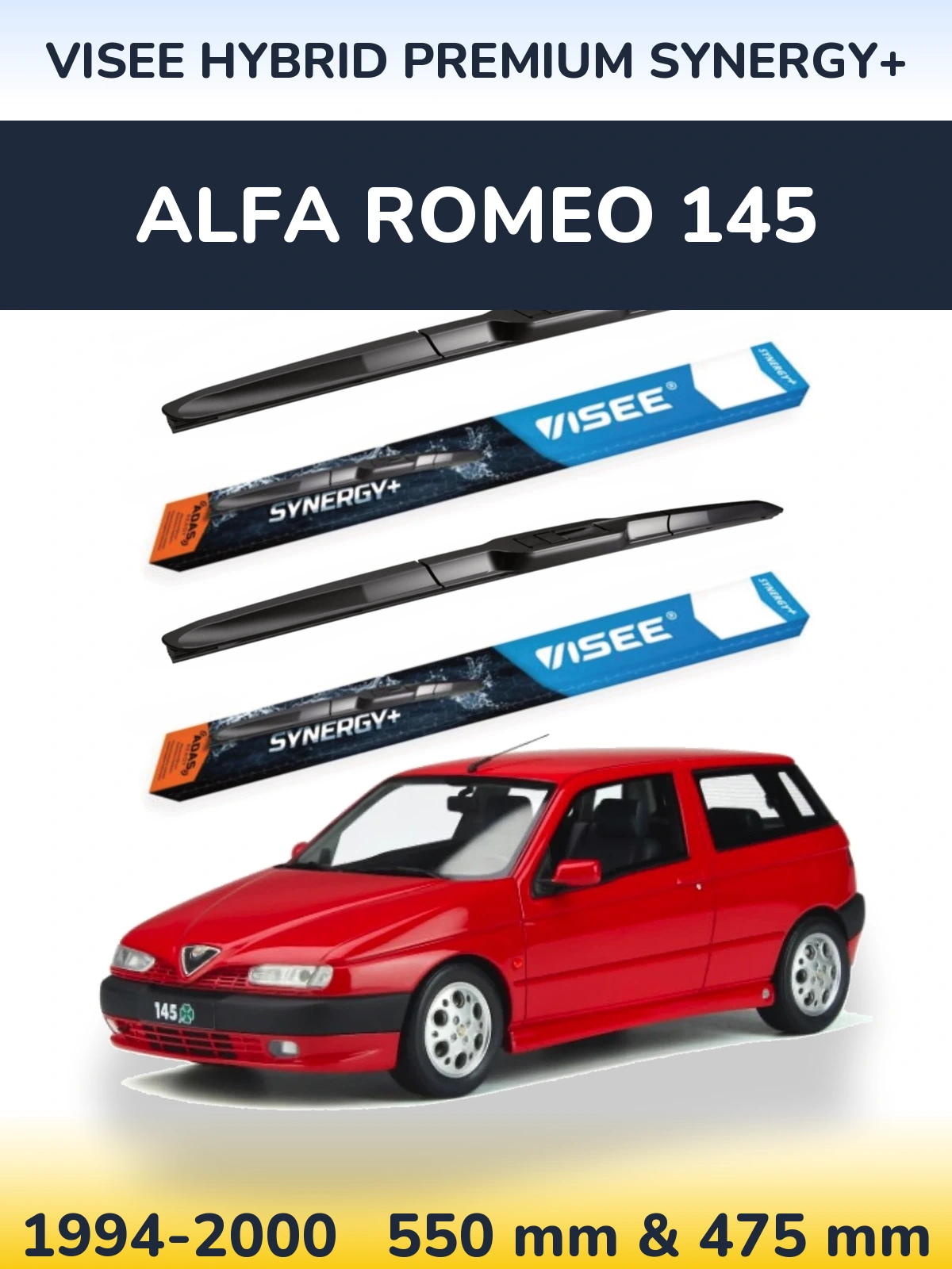 Комплект передніх щіток VISEE HYBRID PREMIUM SYNERGY+ 550 & 475 мм для Alfa Romeo 145 1994-2000