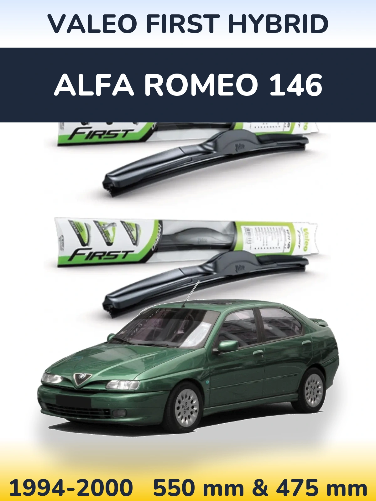 Комплект передних дворников Valeo First Hybrid 550 & 475 мм для Alfa Romeo 146 1994-2000