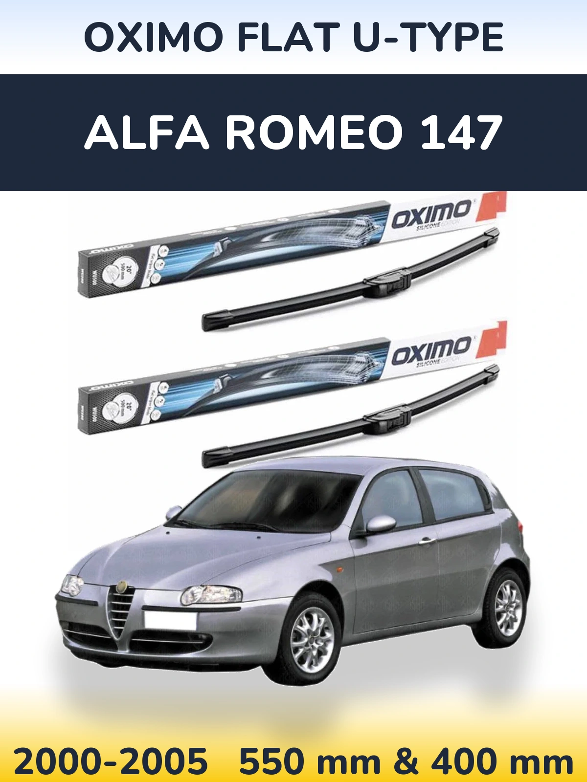 Комплект передніх щіток Oximo Flat U-type 550 & 400 мм для Alfa Romeo 147 2000-2005