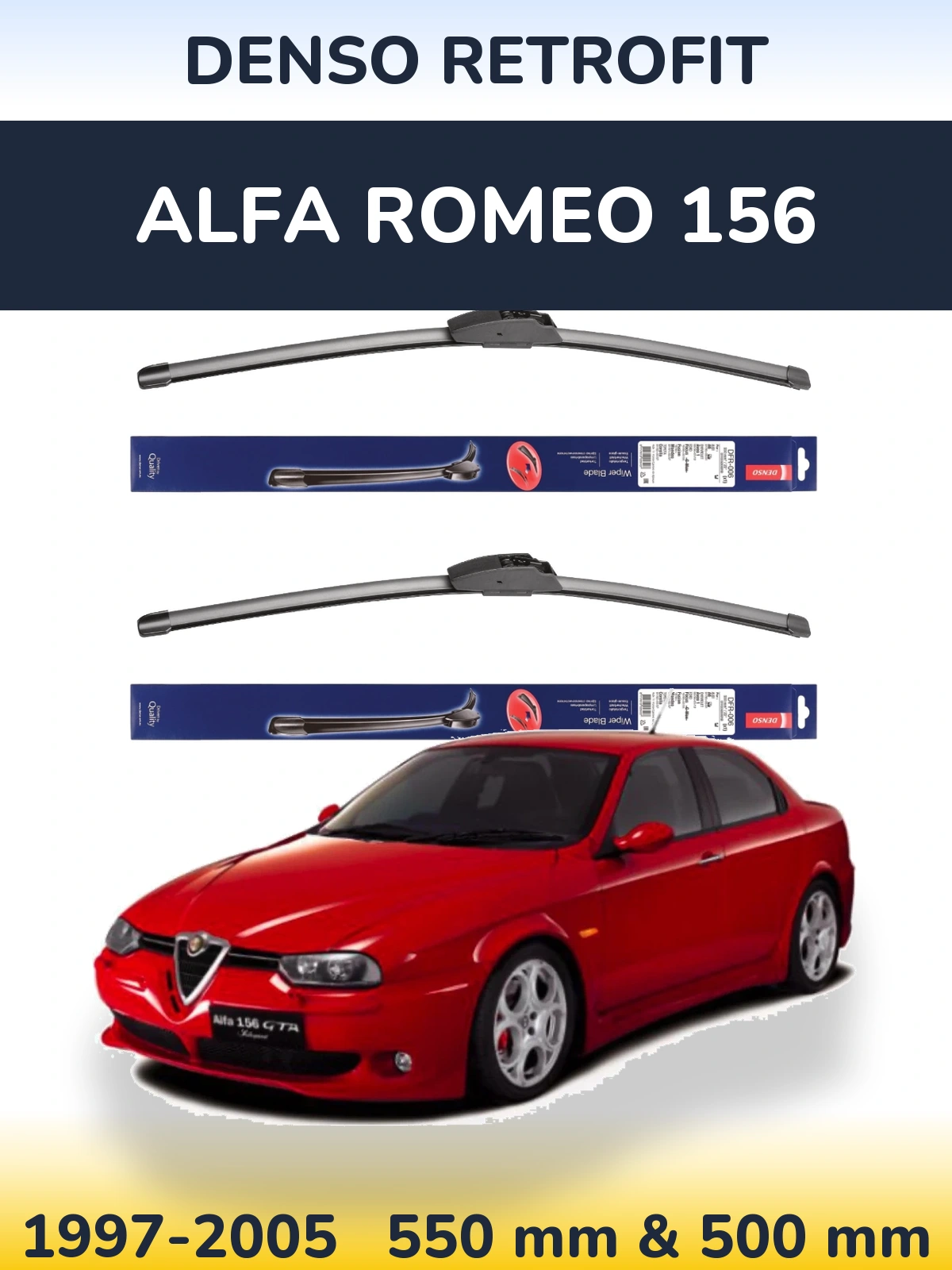 Комплект передних дворников Denso Retrofit 550 & 500 мм для Alfa Romeo 156 1997-2005