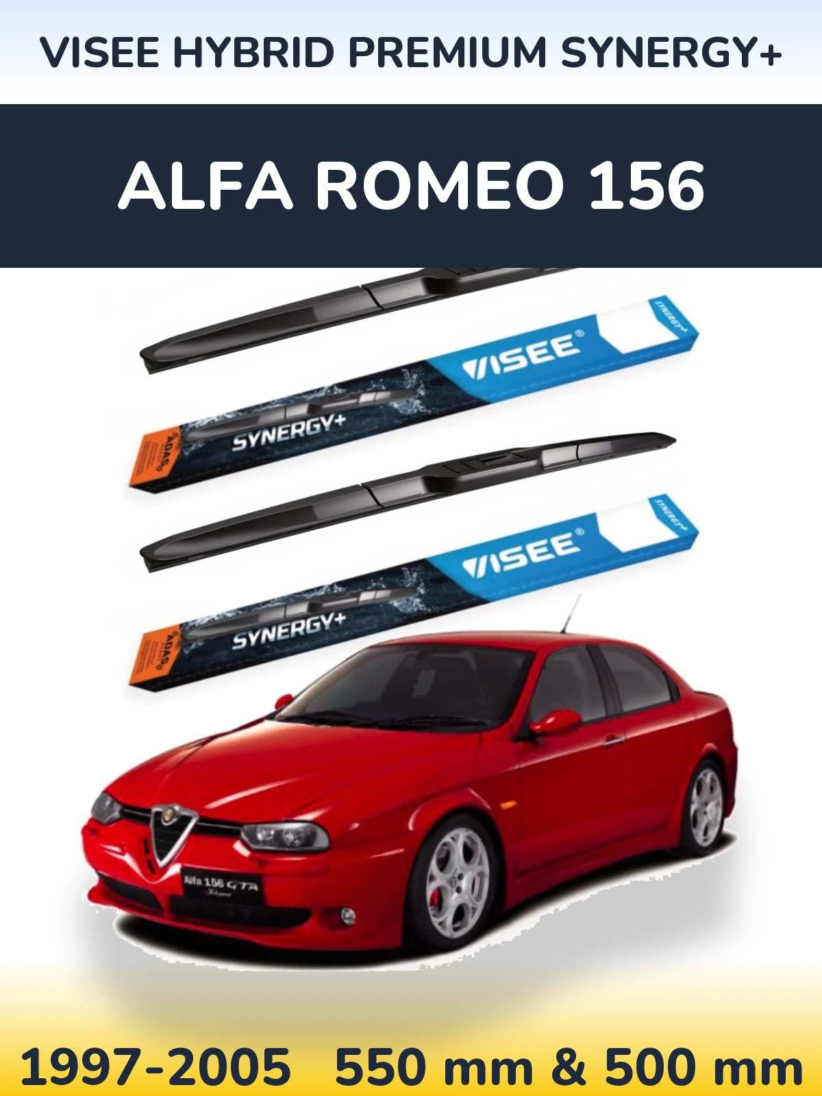 Комплект передніх щіток VISEE HYBRID PREMIUM SYNERGY+ 550 & 500 мм для Alfa Romeo 156 1997-2005
