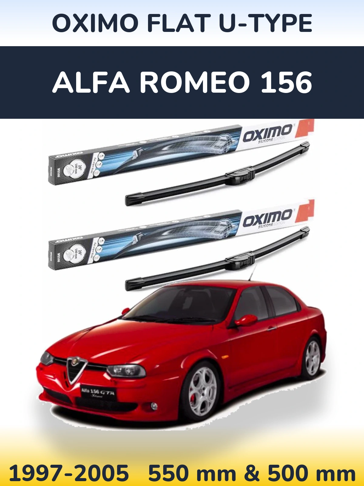 Комплект передних дворников Oximo Flat U-type 550 & 500 мм для Alfa Romeo 156 1997-2005