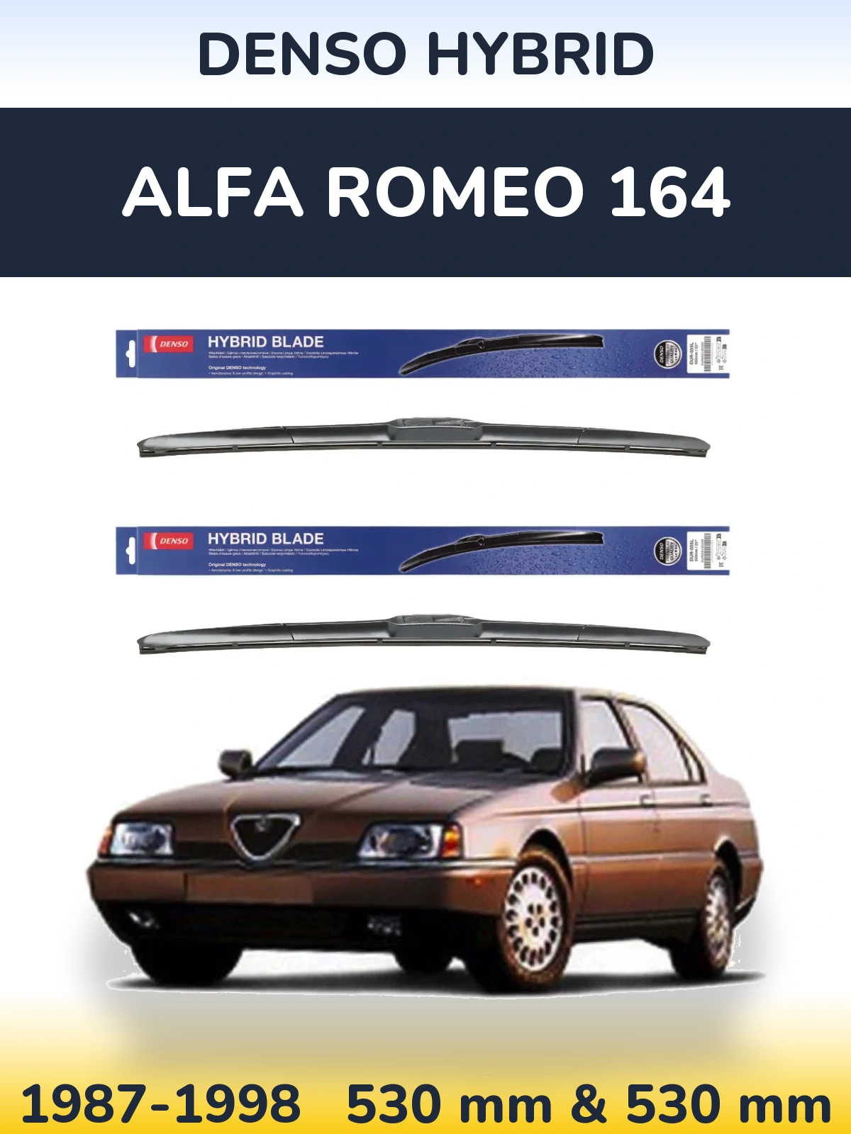 Комплект передних дворников Denso Hybrid 530 & 530 мм для Alfa Romeo 164 1987-1998
