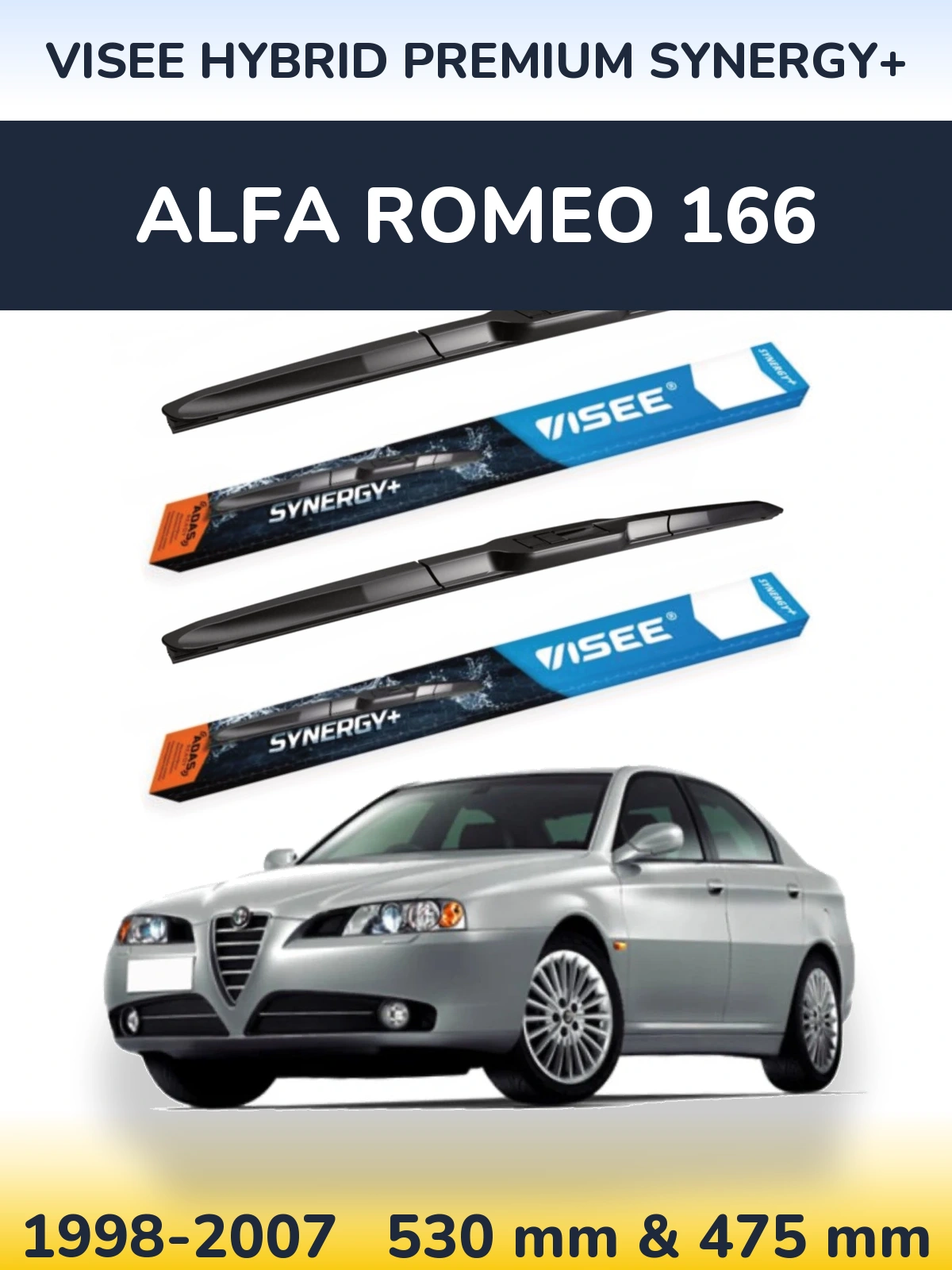 Комплект передніх щіток VISEE HYBRID PREMIUM SYNERGY+ 530 & 475 мм для Alfa Romeo 166 1998-2007