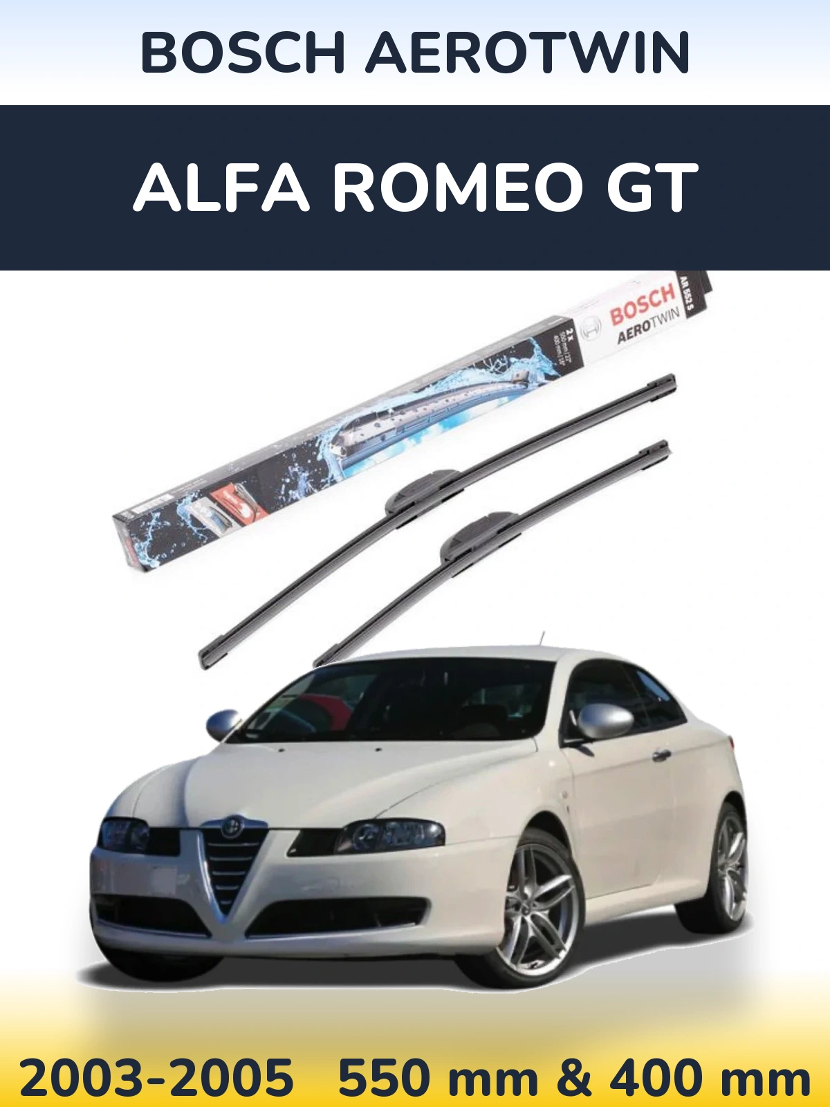 Front wiper blade set BOSCH AeroTwin 550 & 400 mm for Alfa Romeo GT 2003-2005