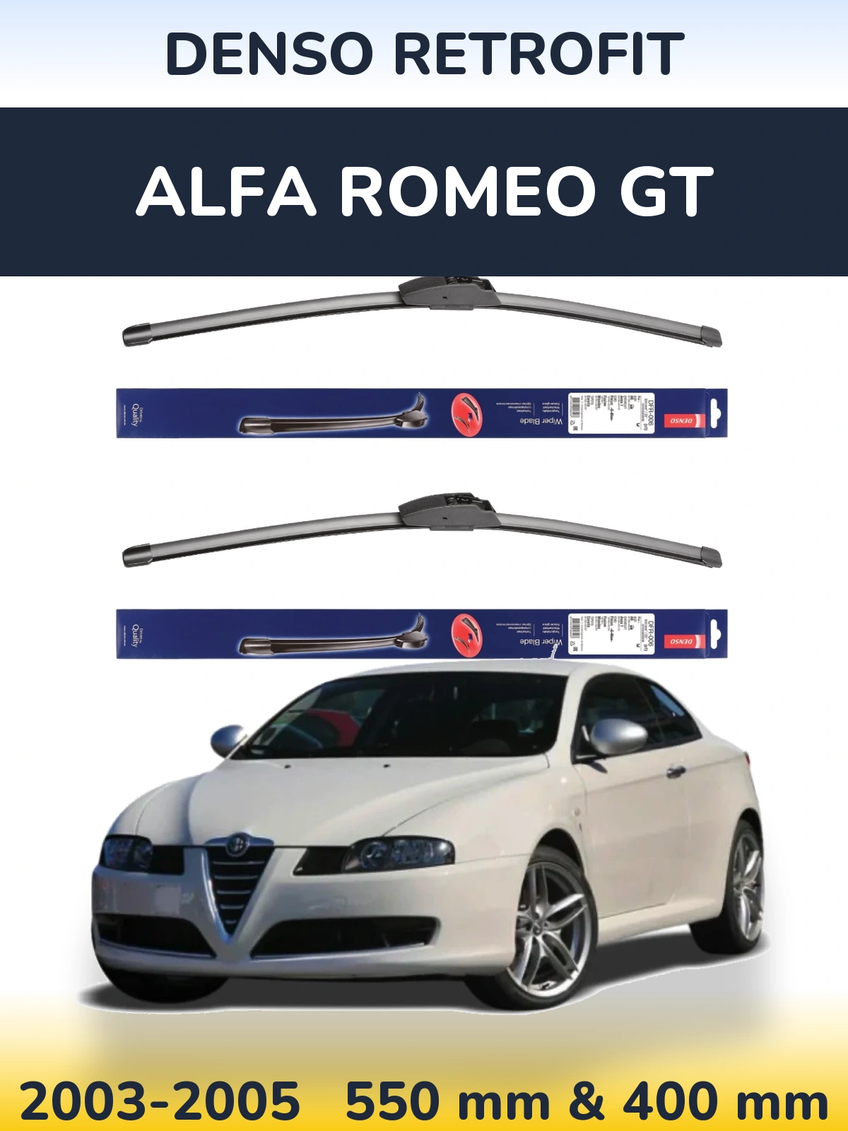 Комплект передніх щіток Denso Retrofit 550 & 400 мм для Alfa Romeo GT 2003-2005