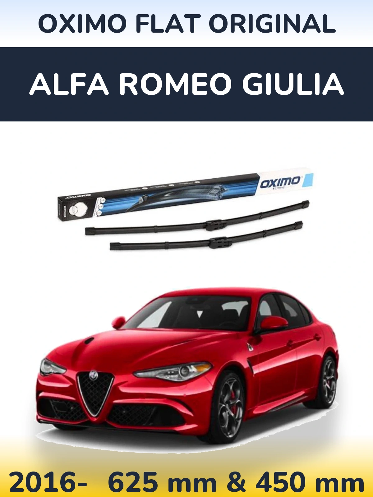 Front wiper blade set Oximo Flat Original 600 & 450 mm for Alfa Romeo Giulia 2016-2026
