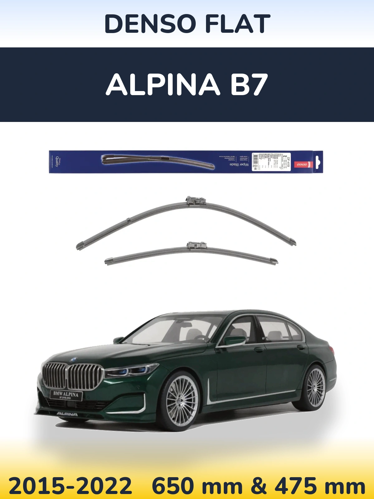 Front wiper blade set Denso Flat 650 & 475 mm for Alpina B7 2015-2022