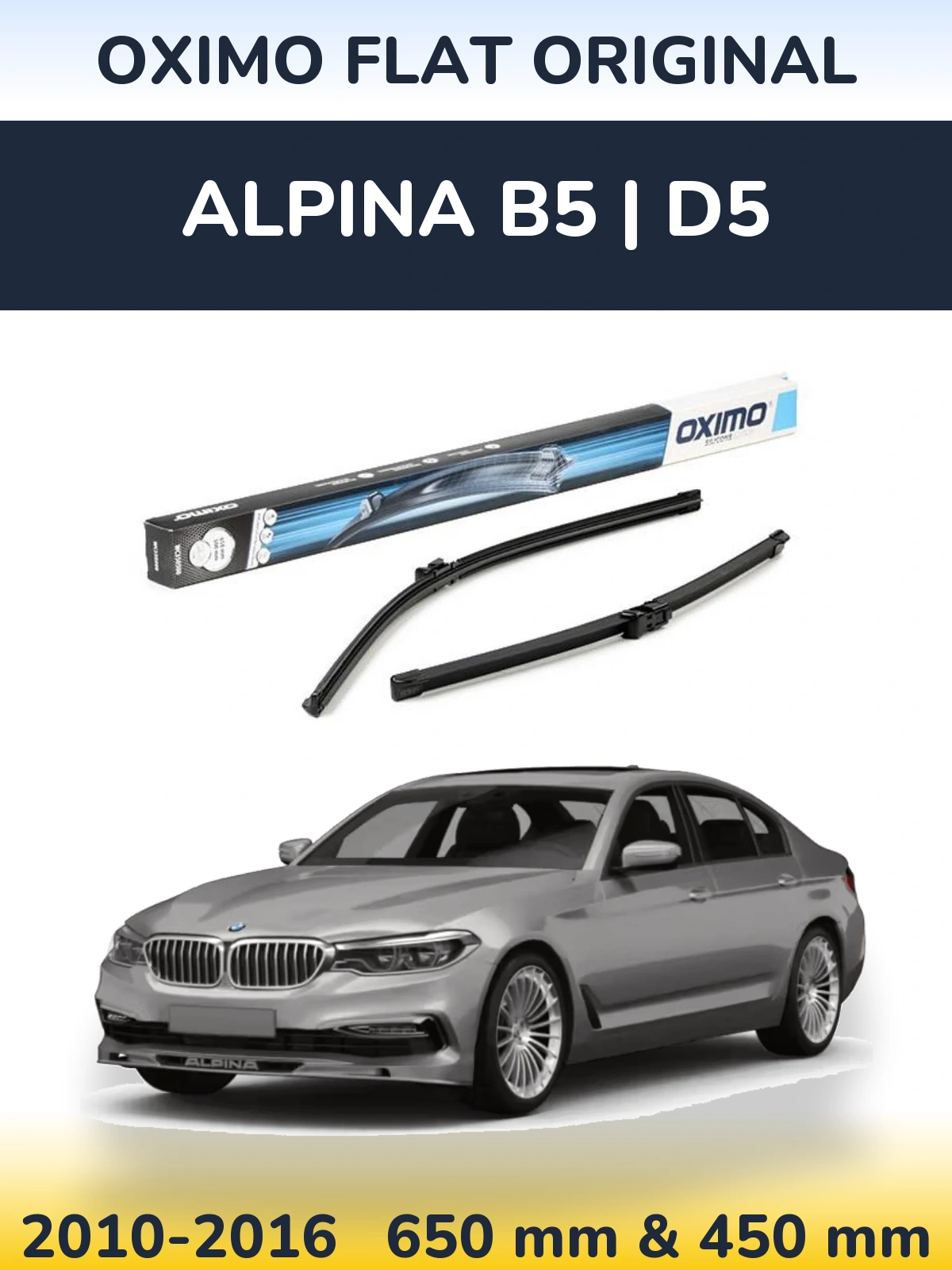 Front wiper blade set Oximo Flat Original 650 & 450 mm for Alpina B5 | D5 2010-2016