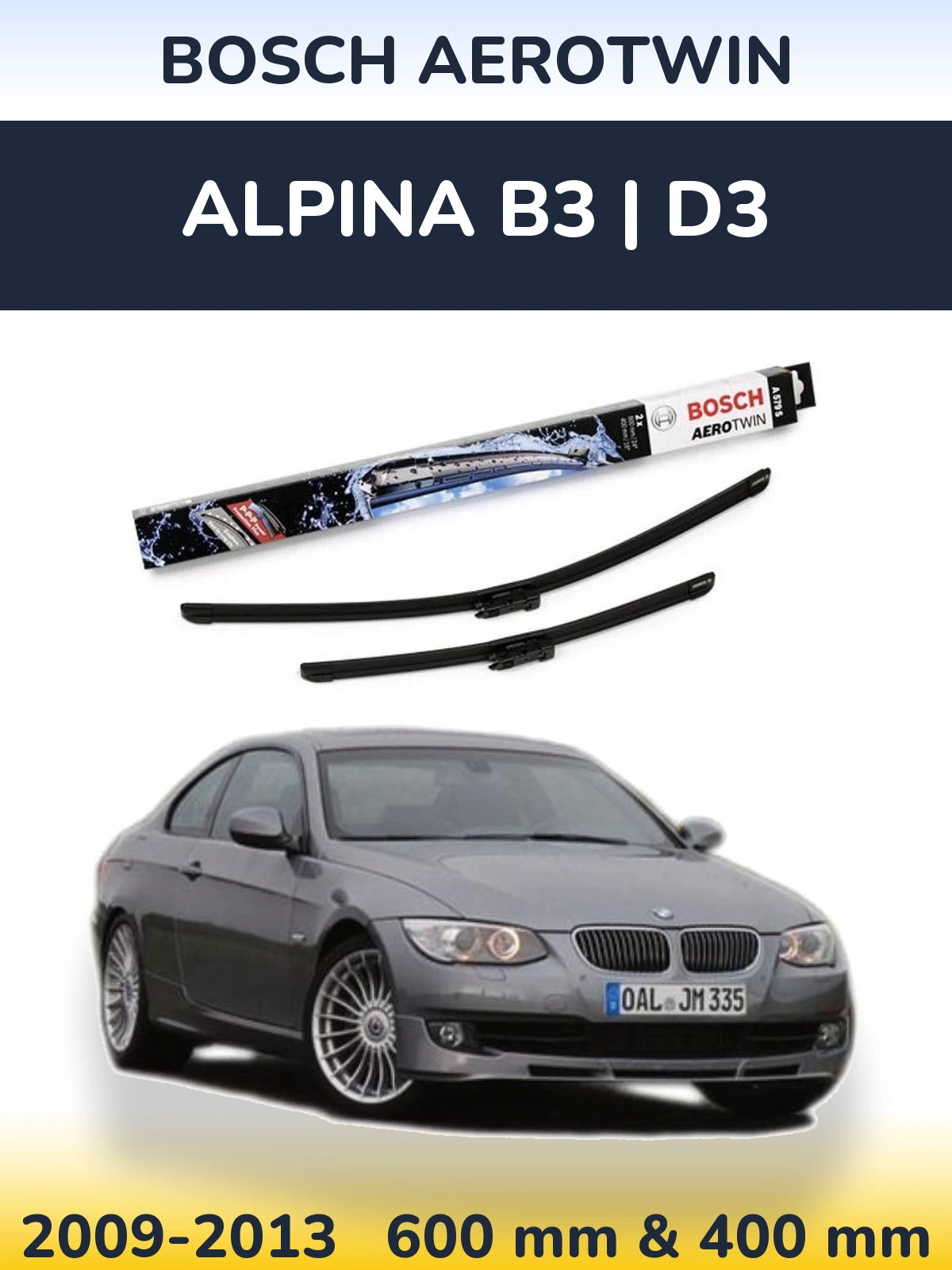 Front wiper blade set BOSCH AeroTwin 600 & 400 mm for Alpina B3 | D3 2009-2013