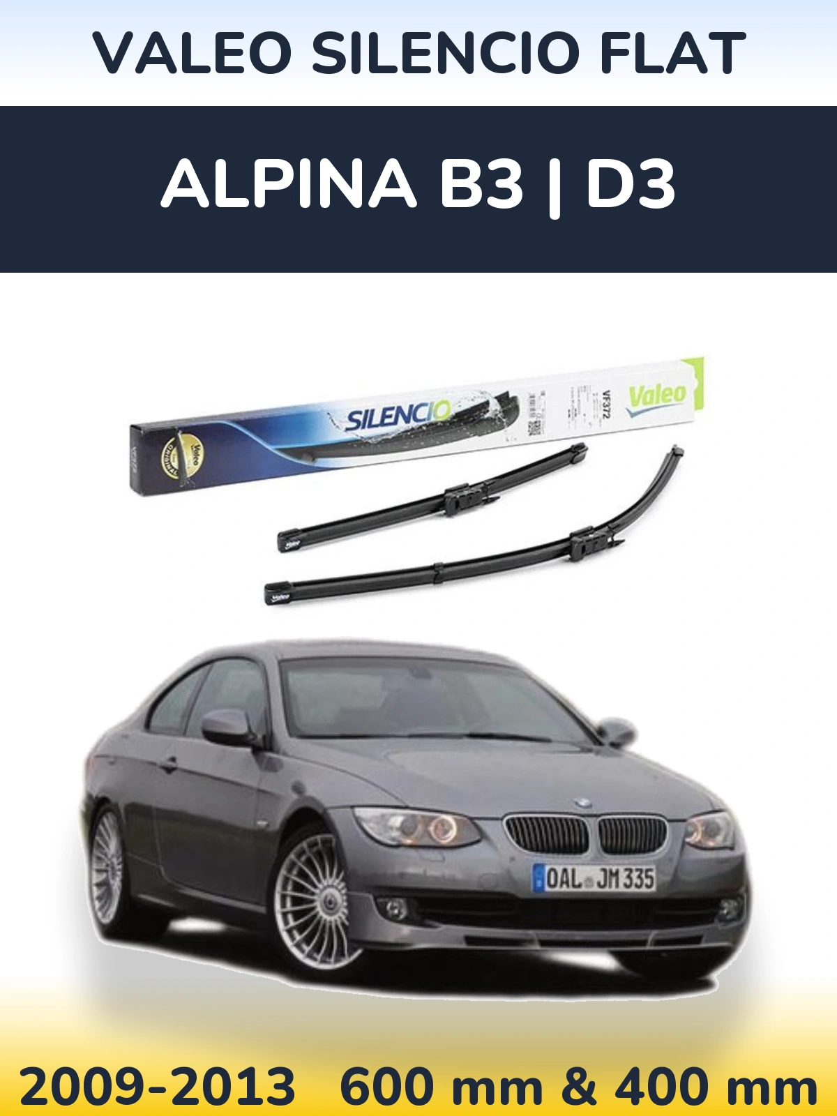 Комплект передніх щіток Valeo Silencio Flat 600 & 400 мм для Alpina B3 | D3 2009-2013