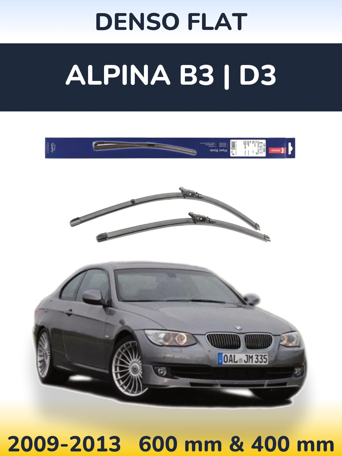 Front wiper blade set Denso Flat 600 & 400 mm for Alpina B3 | D3 2009-2013