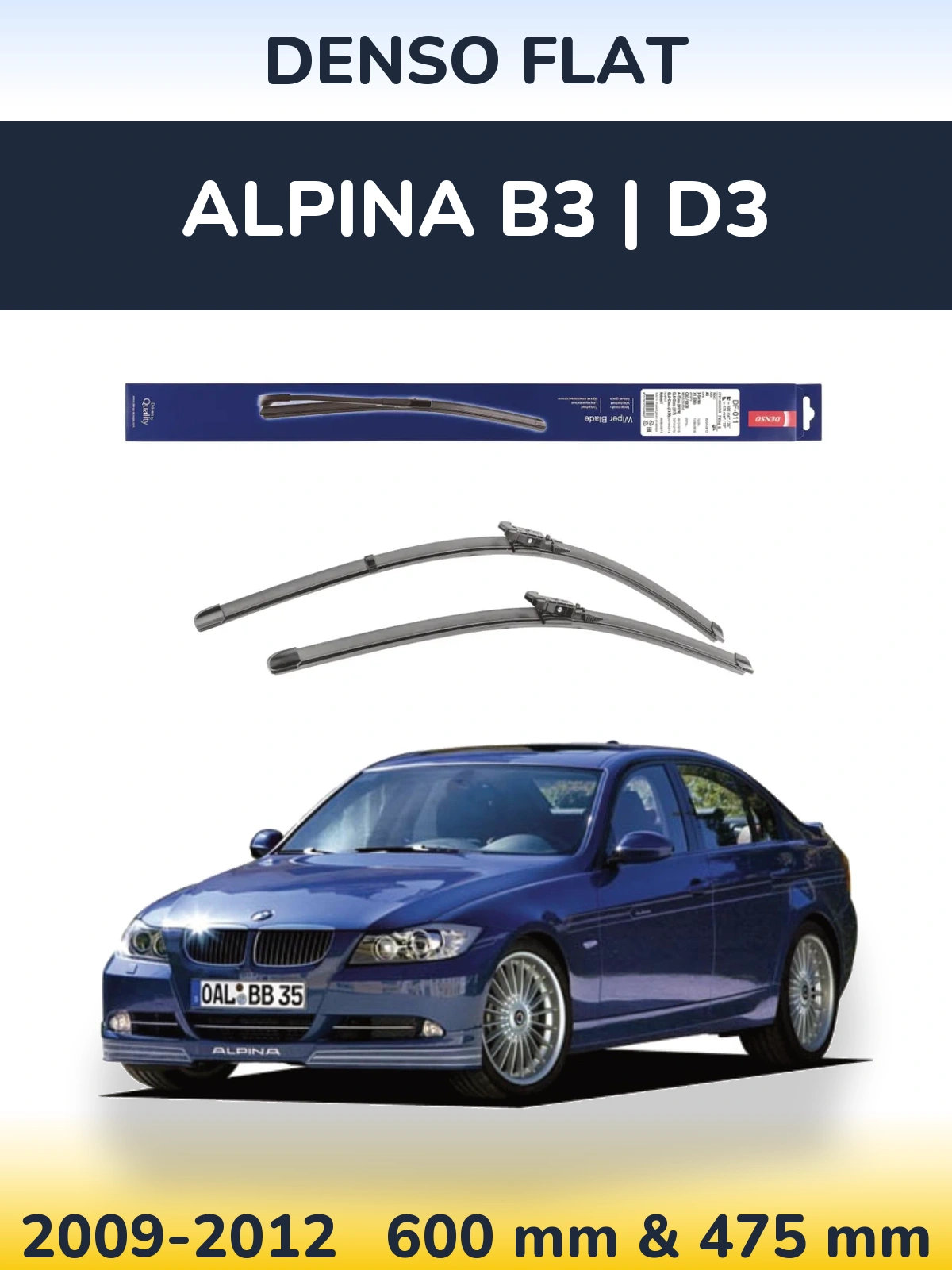 Комплект передних дворников Denso Flat 600 & 475 мм для Alpina B3 | D3 2009-2012