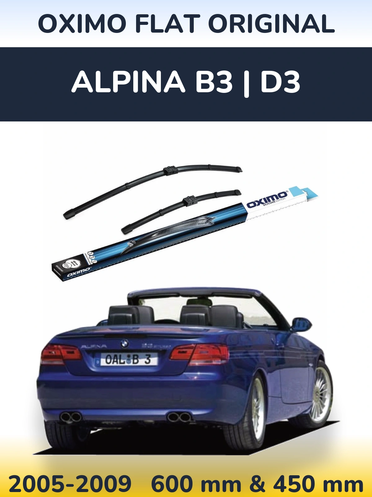 Front wiper blade set Oximo Flat Original 600 & 400 mm for Alpina B3 | D3 2005-2009