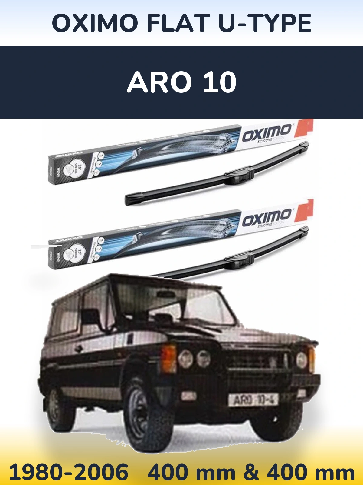 Комплект передних дворников Oximo Flat U-type 400 & 400 мм для ARO 10 1980-2006