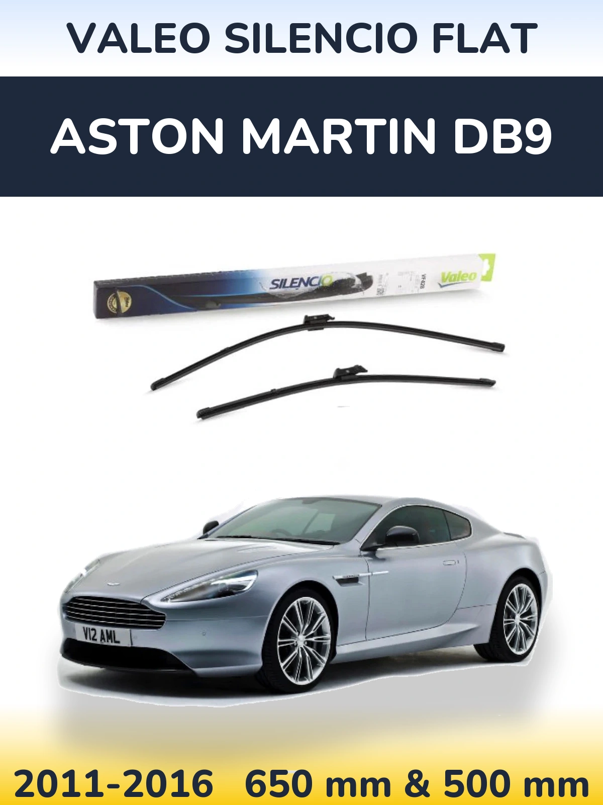 Комплект передніх щіток Valeo Silencio Flat 650 & 500 мм для Aston Martin DB9 2011-2016