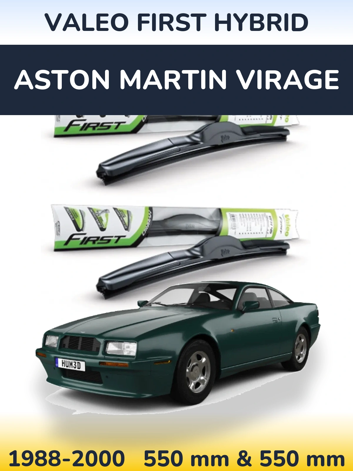 Комплект передних дворников Valeo First Hybrid 550 & 550 мм для Aston Martin Virage 1988-2000