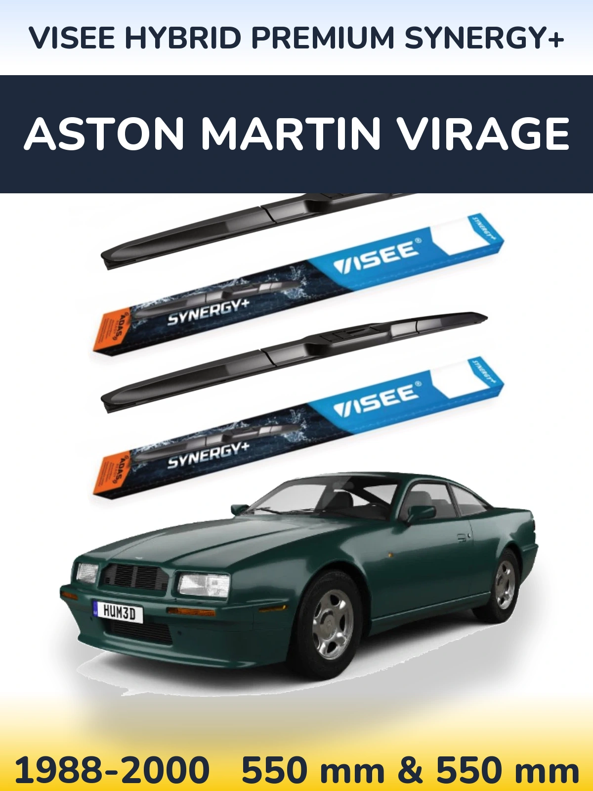 Комплект передніх щіток VISEE HYBRID PREMIUM SYNERGY+ 550 & 550 мм для Aston Martin Virage 1988-2000