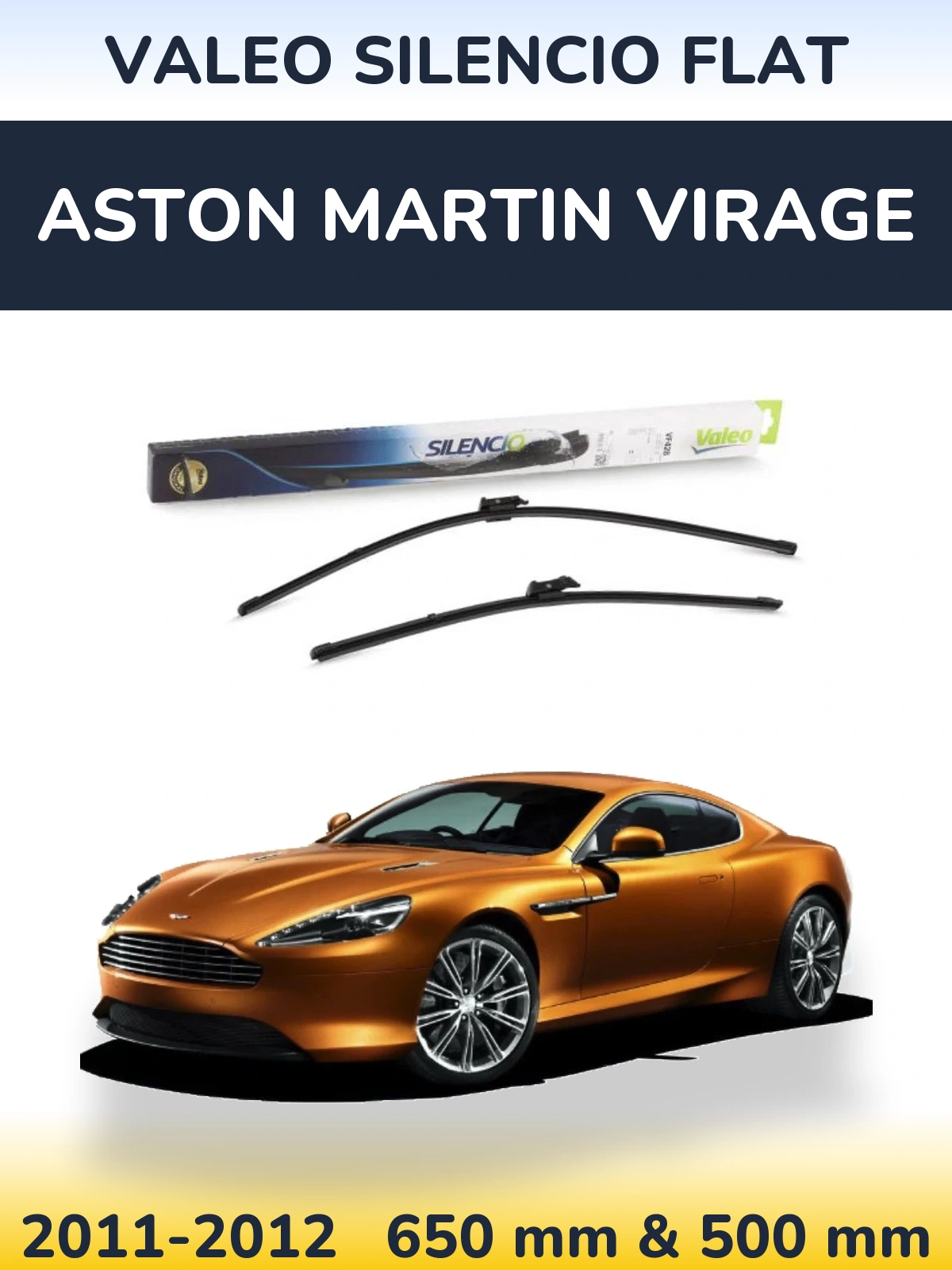 Комплект передних дворников Valeo Silencio Flat 650 & 500 мм для Aston Martin Virage 2011-2012