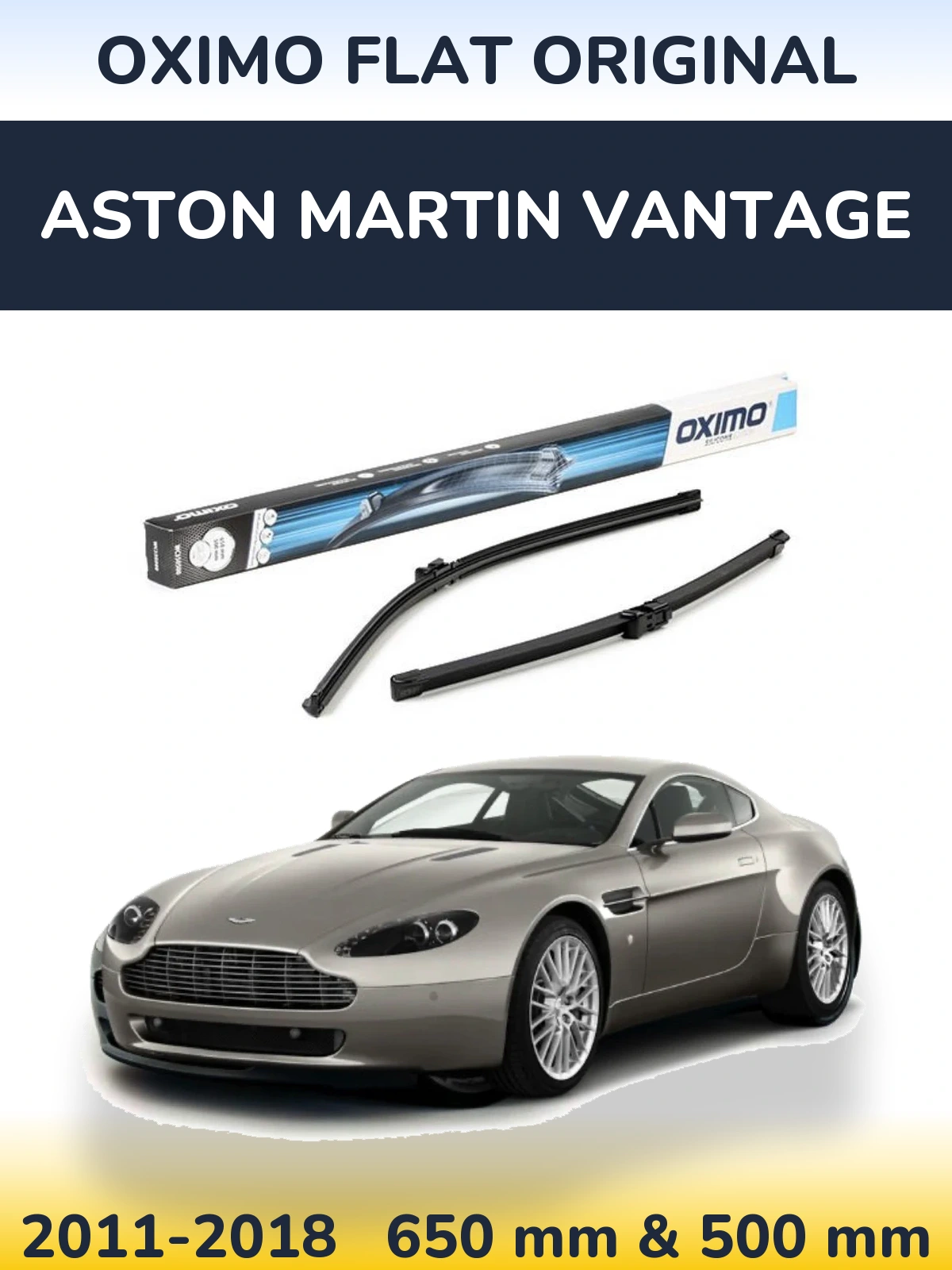 Комплект передних дворников Oximo Flat Original 650 & 500 мм для Aston Martin Vantage 2011-2018