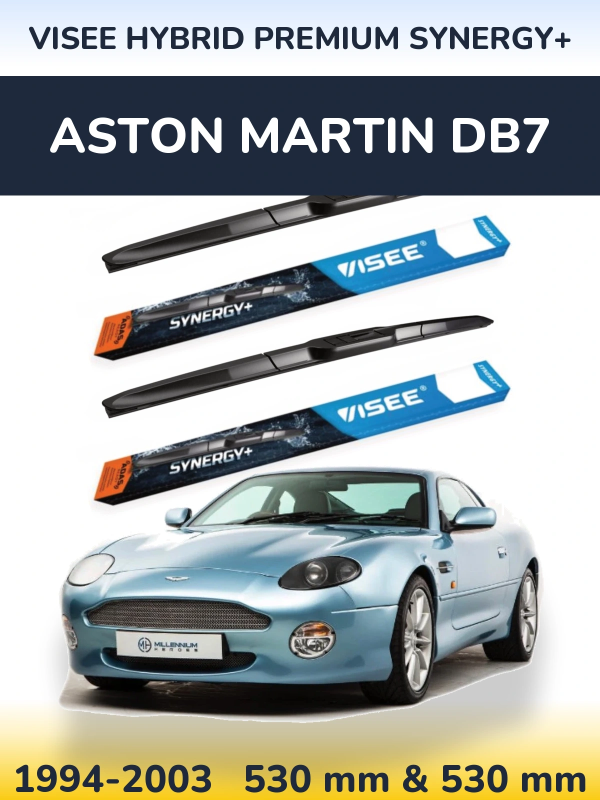 Комплект передніх щіток VISEE HYBRID PREMIUM SYNERGY+ 530 & 530 мм для Aston Martin DB7 1994-2003